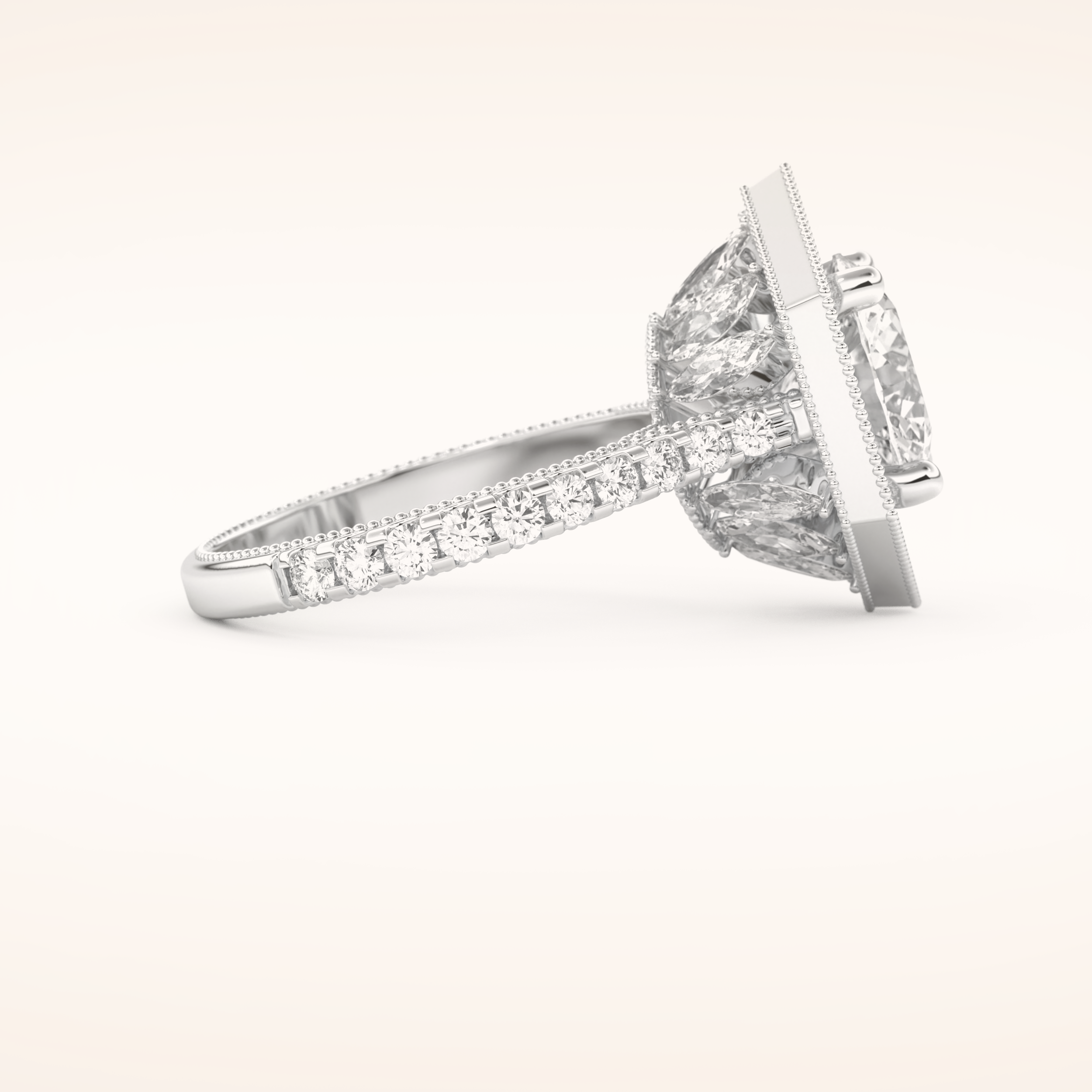 2.43 CT Round Shaped Cluster Moissanite Engagement Ring