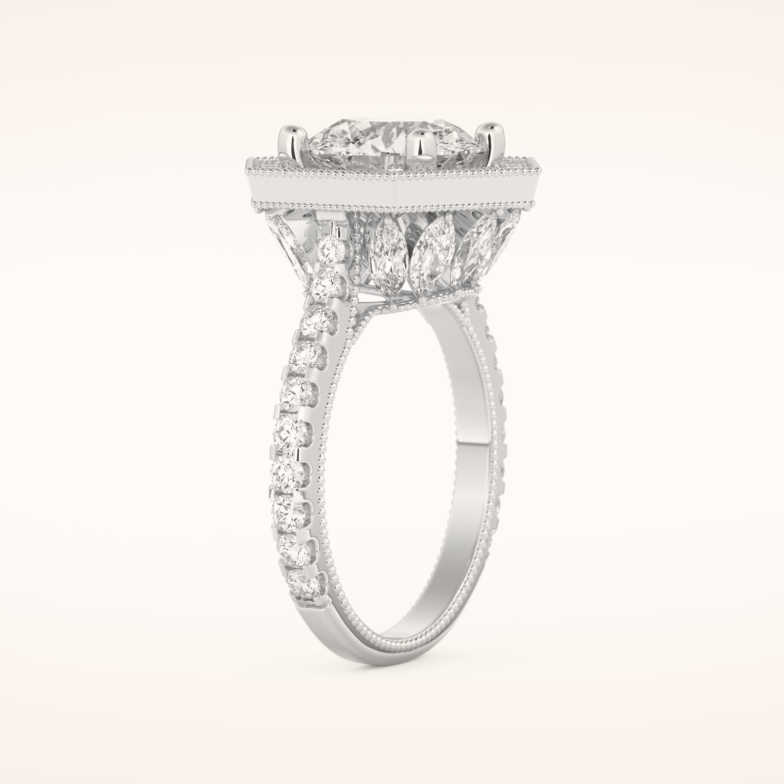 2.43 CT Round Shaped Cluster Moissanite Engagement Ring