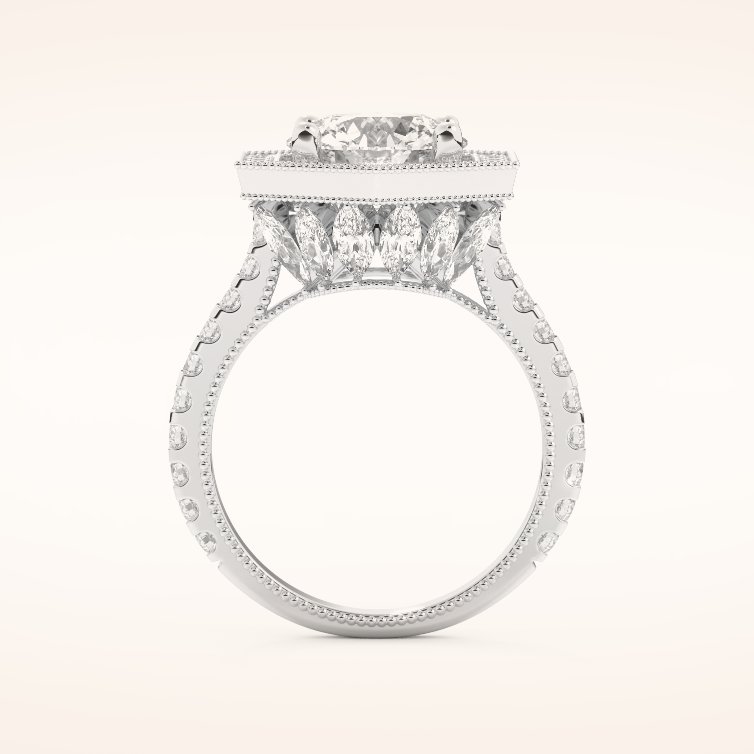 2.43 CT Round Shaped Cluster Moissanite Engagement Ring