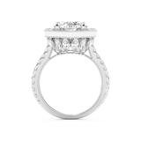 Elongated Round Cut 2.43 Carat Moissanite Ring – Hidden Halo & Pave Setting in Gold