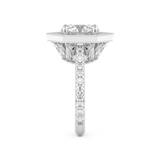 Elongated Round Cut 2.43 Carat Moissanite Ring – Hidden Halo & Pave Setting in Gold