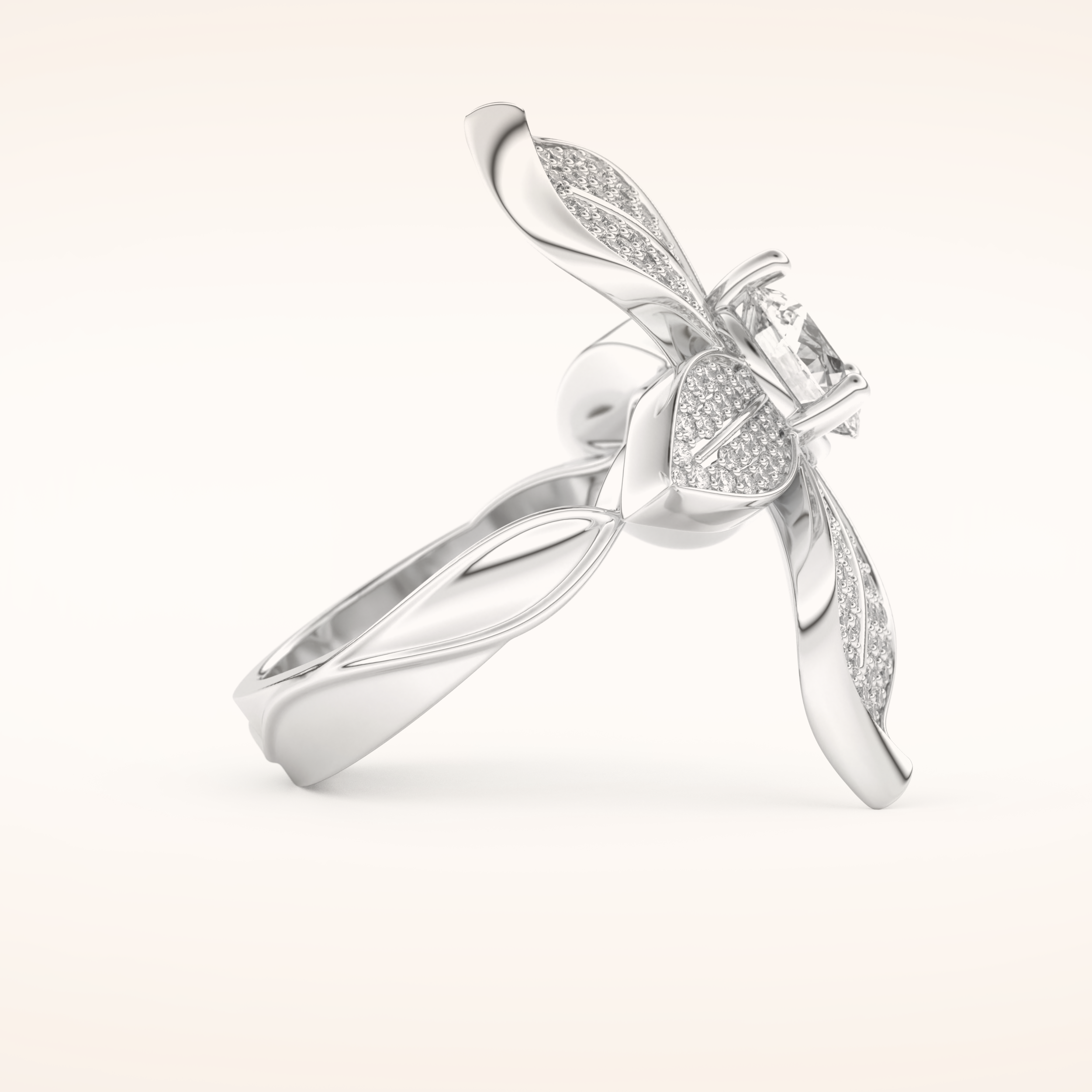 1.01 CT Round Shaped Cluster Moissanite Engagement Ring
