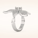 1.01 CT Round Shaped Cluster Moissanite Engagement Ring