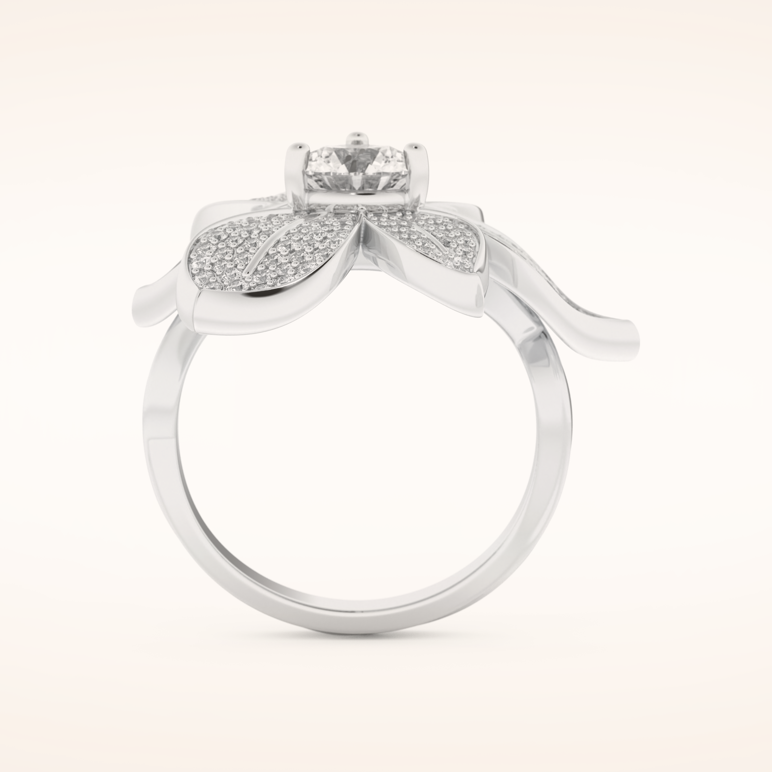 1.01 CT Round Shaped Cluster Moissanite Engagement Ring