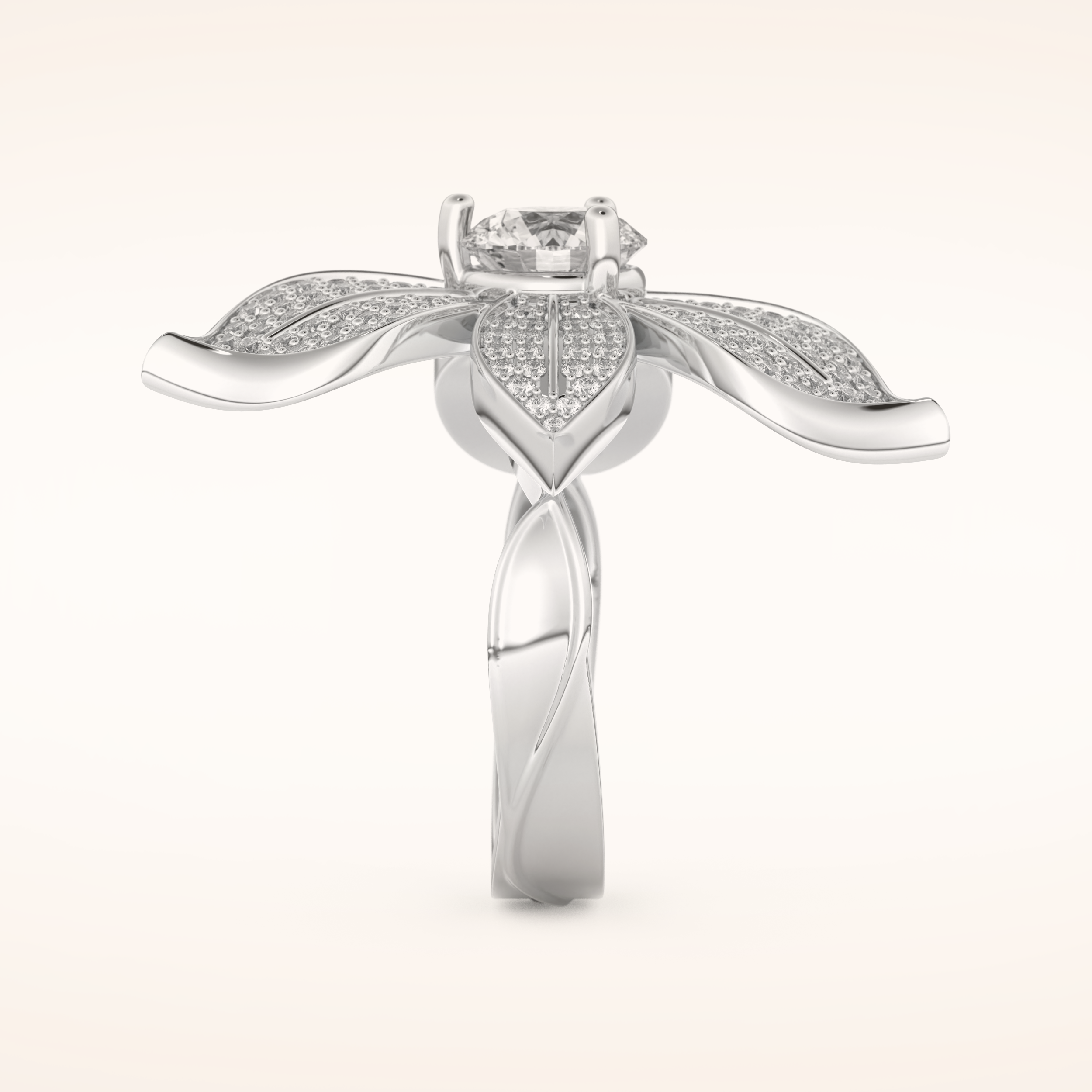 1.01 CT Round Shaped Cluster Moissanite Engagement Ring