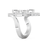 Elongated Emerald Cut 0.26 Carat Moissanite Ring – Cluster and Pave Setting in Gold