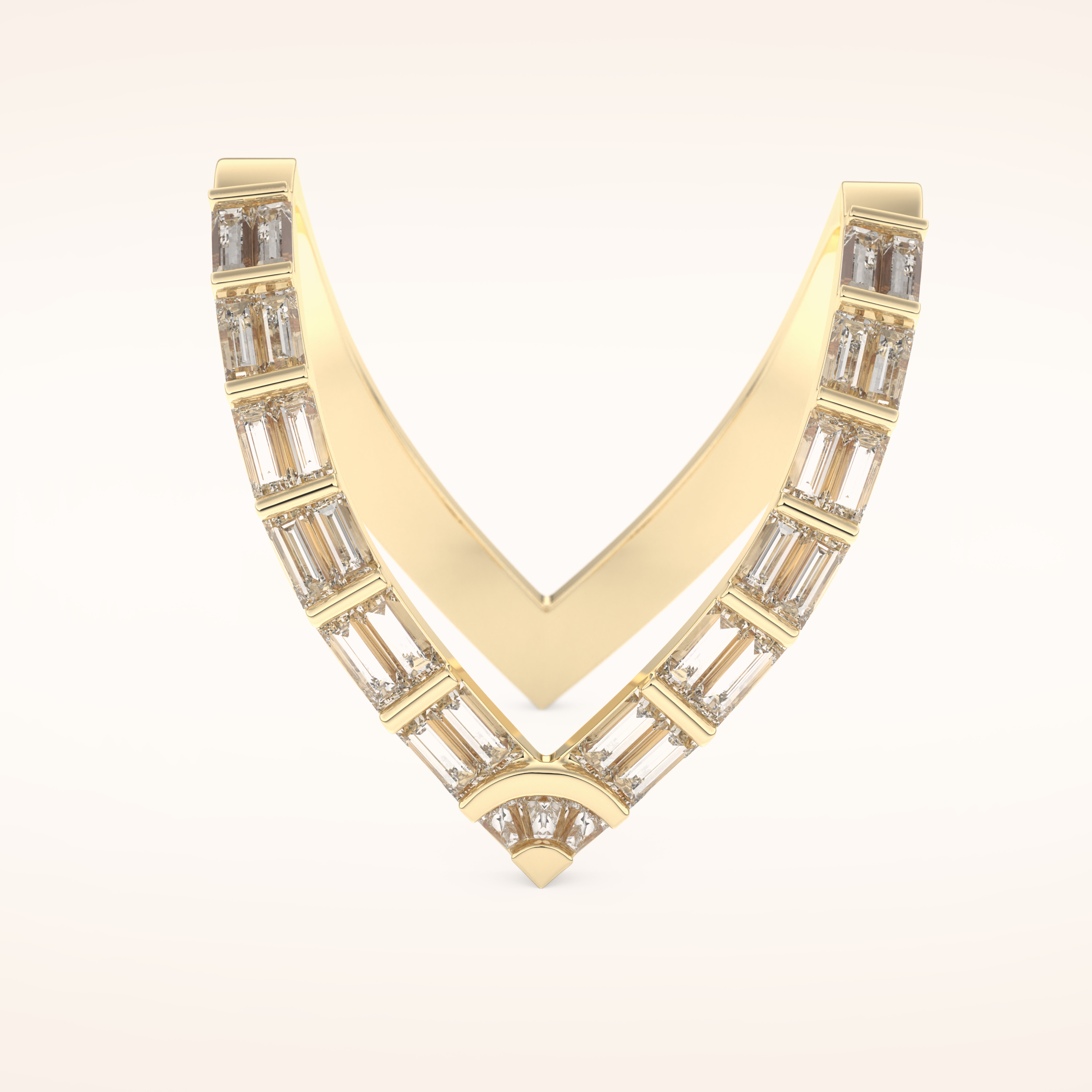1.39 TCW Baguette Shaped Moissanite V Shaped Wedding Band