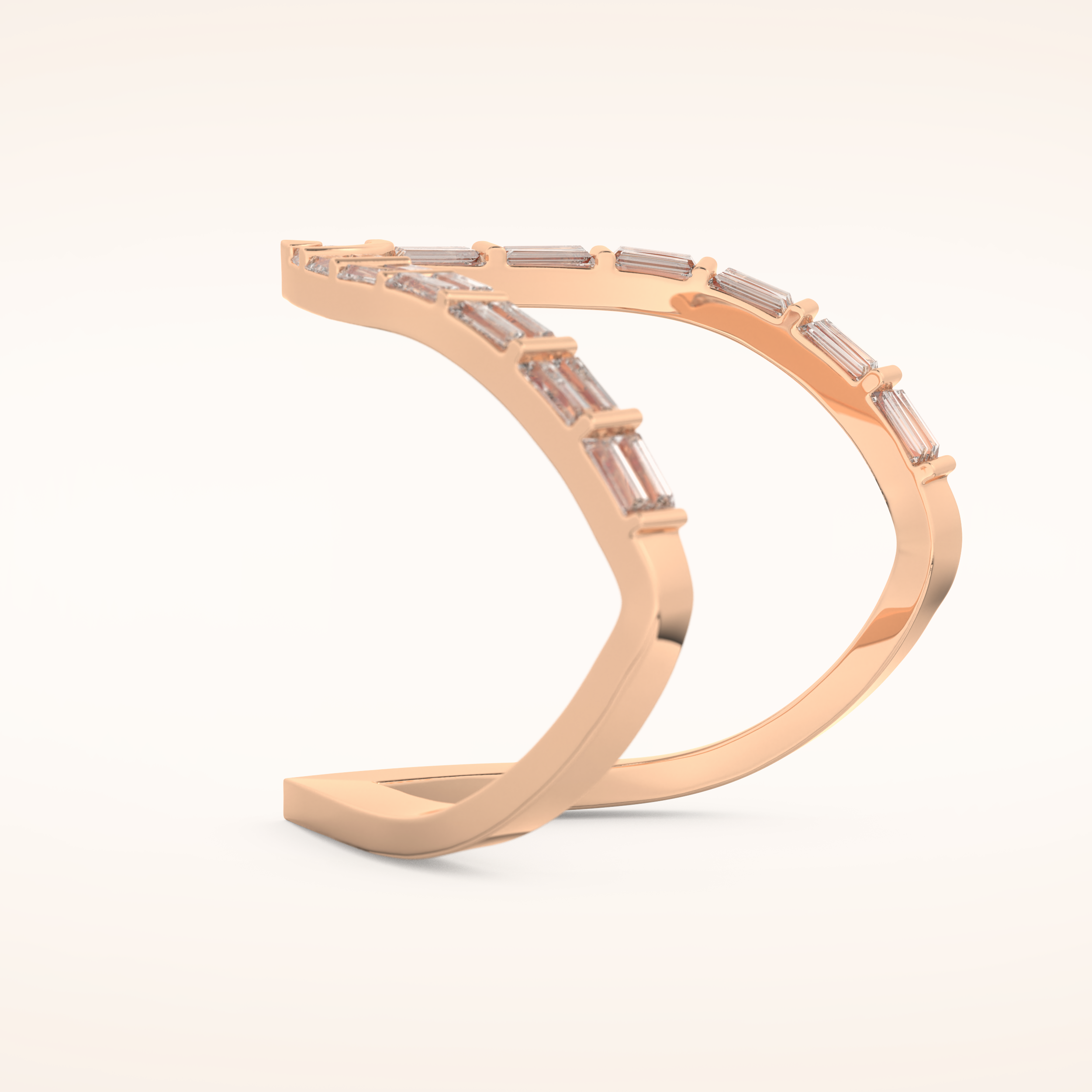 1.39 TCW Baguette Shaped Moissanite V Shaped Wedding Band