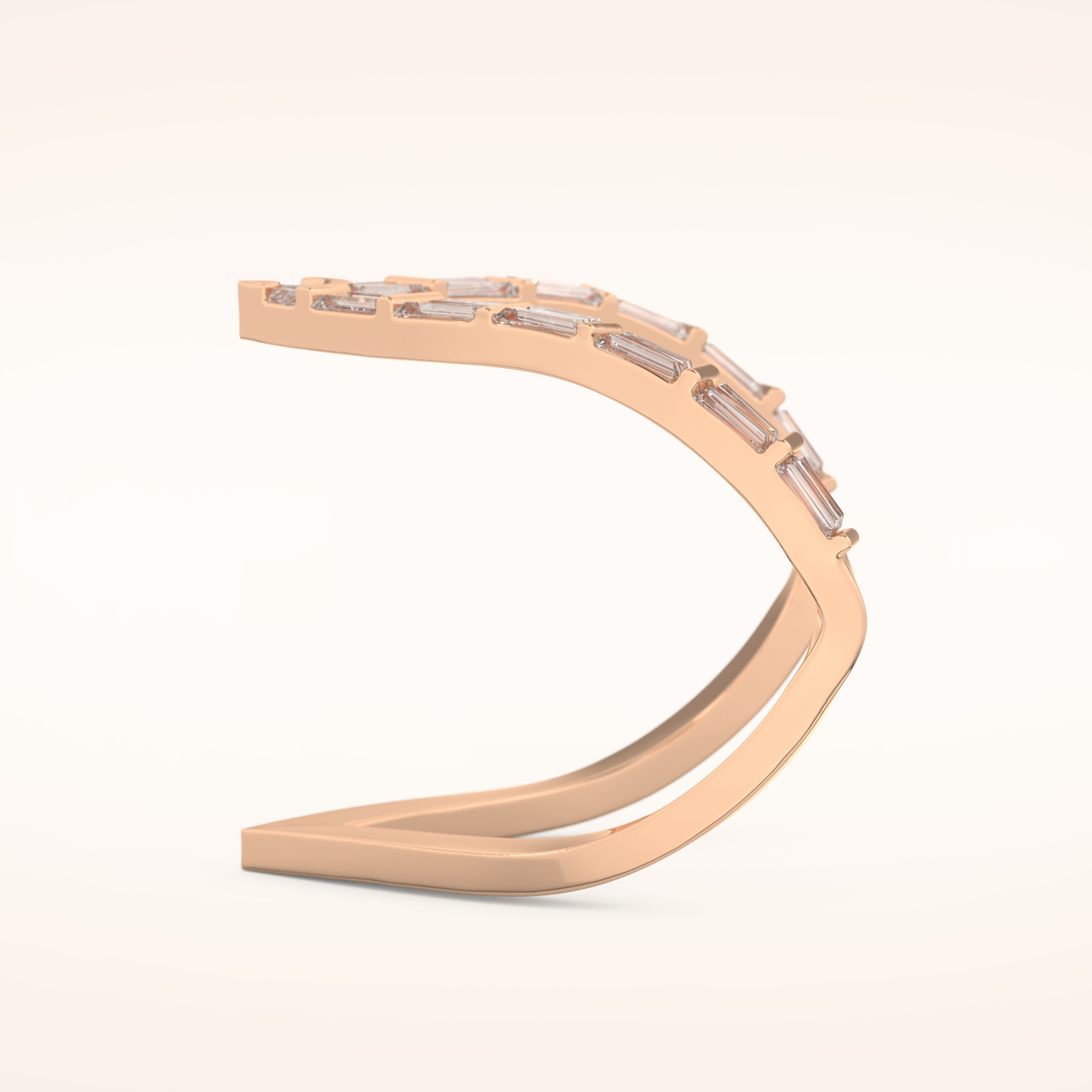 1.39 TCW Baguette Shaped Moissanite V Shaped Wedding Band