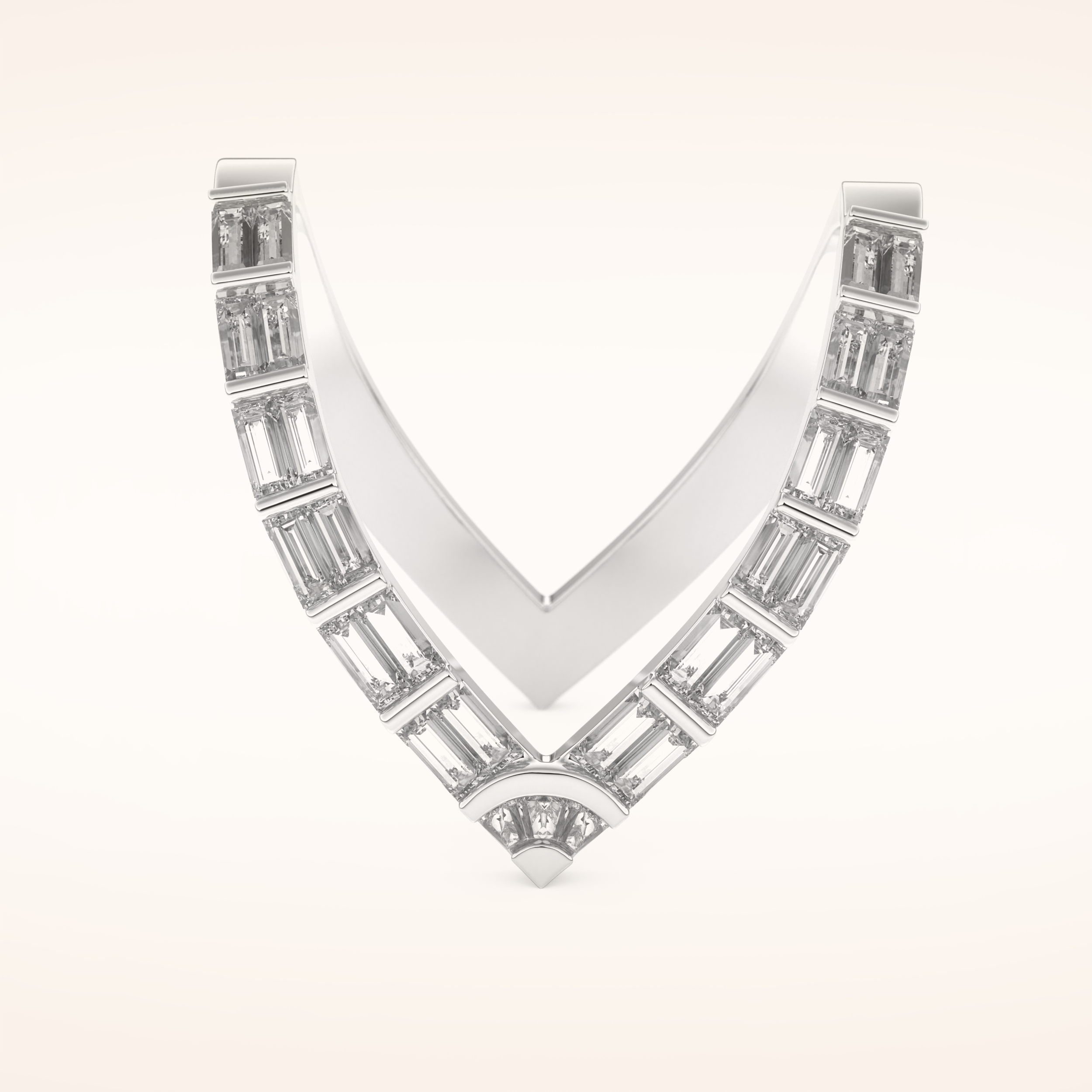 1.39 TCW Baguette Shaped Moissanite V Shaped Wedding Band