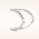 1.39 TCW Baguette Shaped Moissanite V Shaped Wedding Band