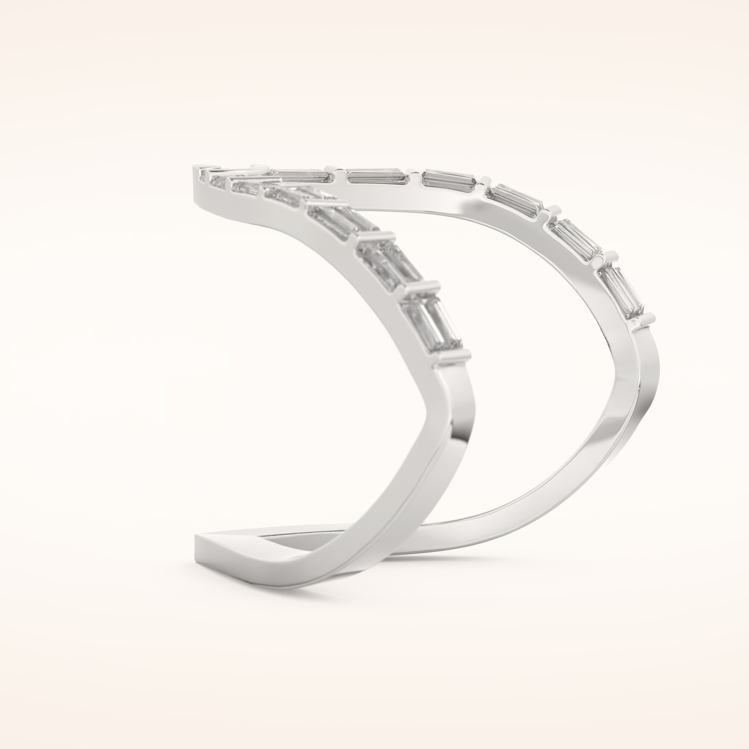 1.39 TCW Baguette Shaped Moissanite V Shaped Wedding Band