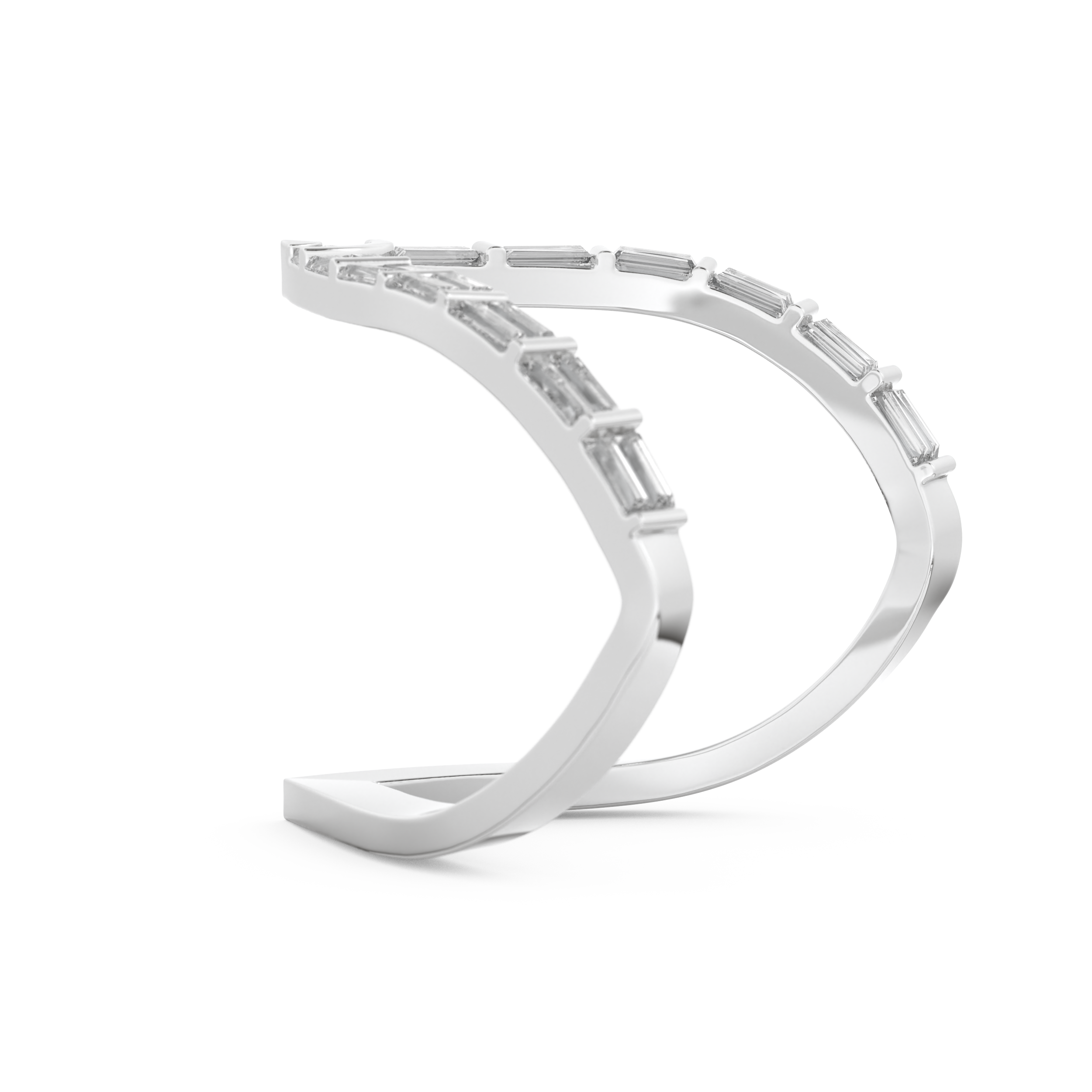 Half Eternity Wedding Band with 1.39 CT Baguette Cut Moissanite – Yellow, White, or Rose Gold