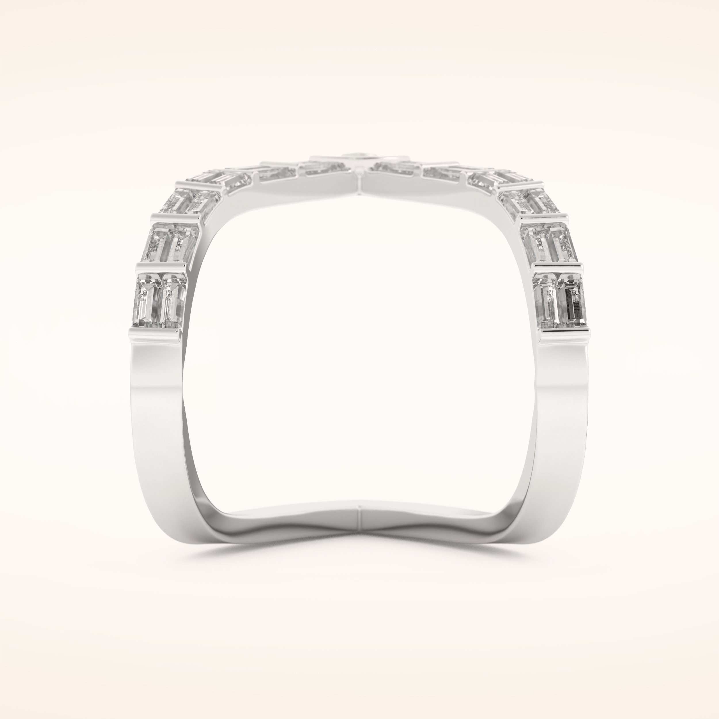 1.39 TCW Baguette Shaped Moissanite V Shaped Wedding Band