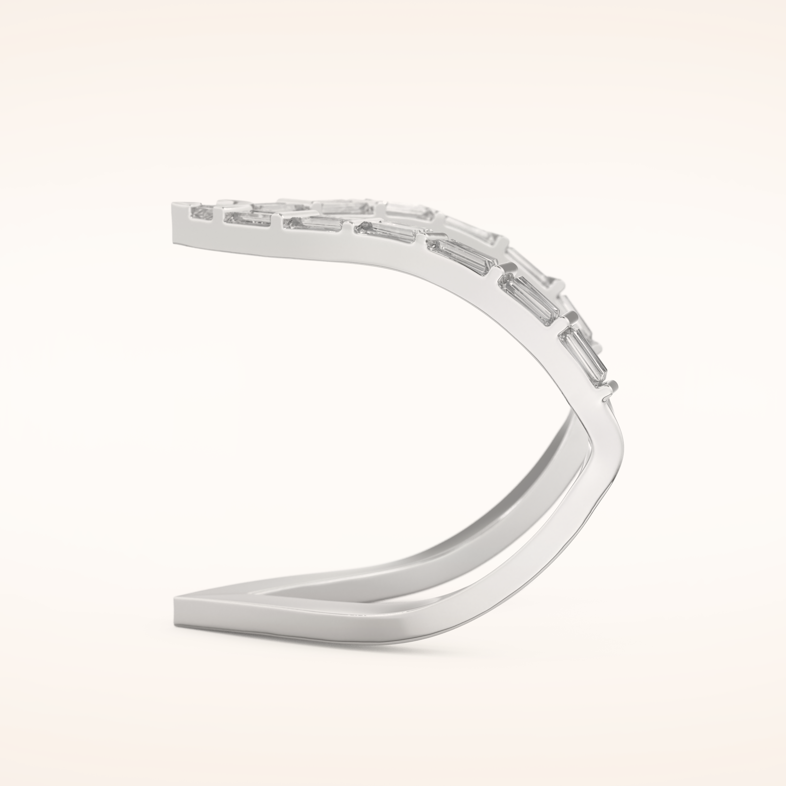 1.39 TCW Baguette Shaped Moissanite V Shaped Wedding Band