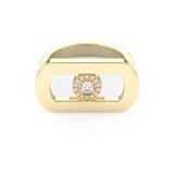 Round Cut Floating Halo 0.11 Carat Moissanite Ring – Halo Setting in Gold