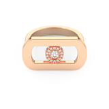 Round Cut Floating Halo 0.11 Carat Moissanite Ring – Halo Setting in Gold