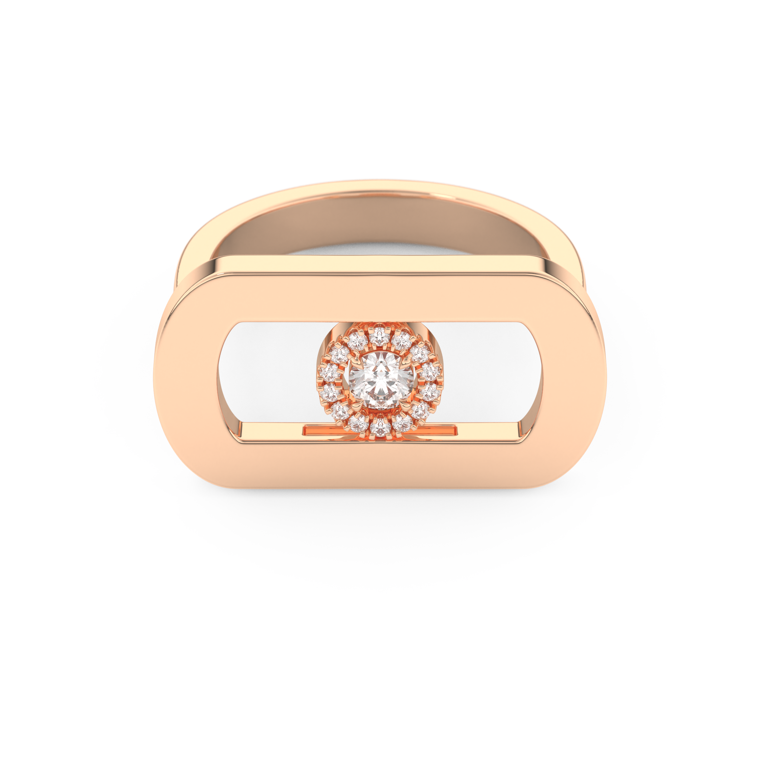 Round Cut Floating Halo 0.11 Carat Moissanite Ring – Halo Setting in Gold