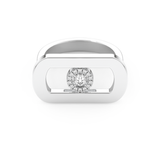 Round Cut Floating Halo 0.11 Carat Moissanite Ring – Halo Setting in Gold