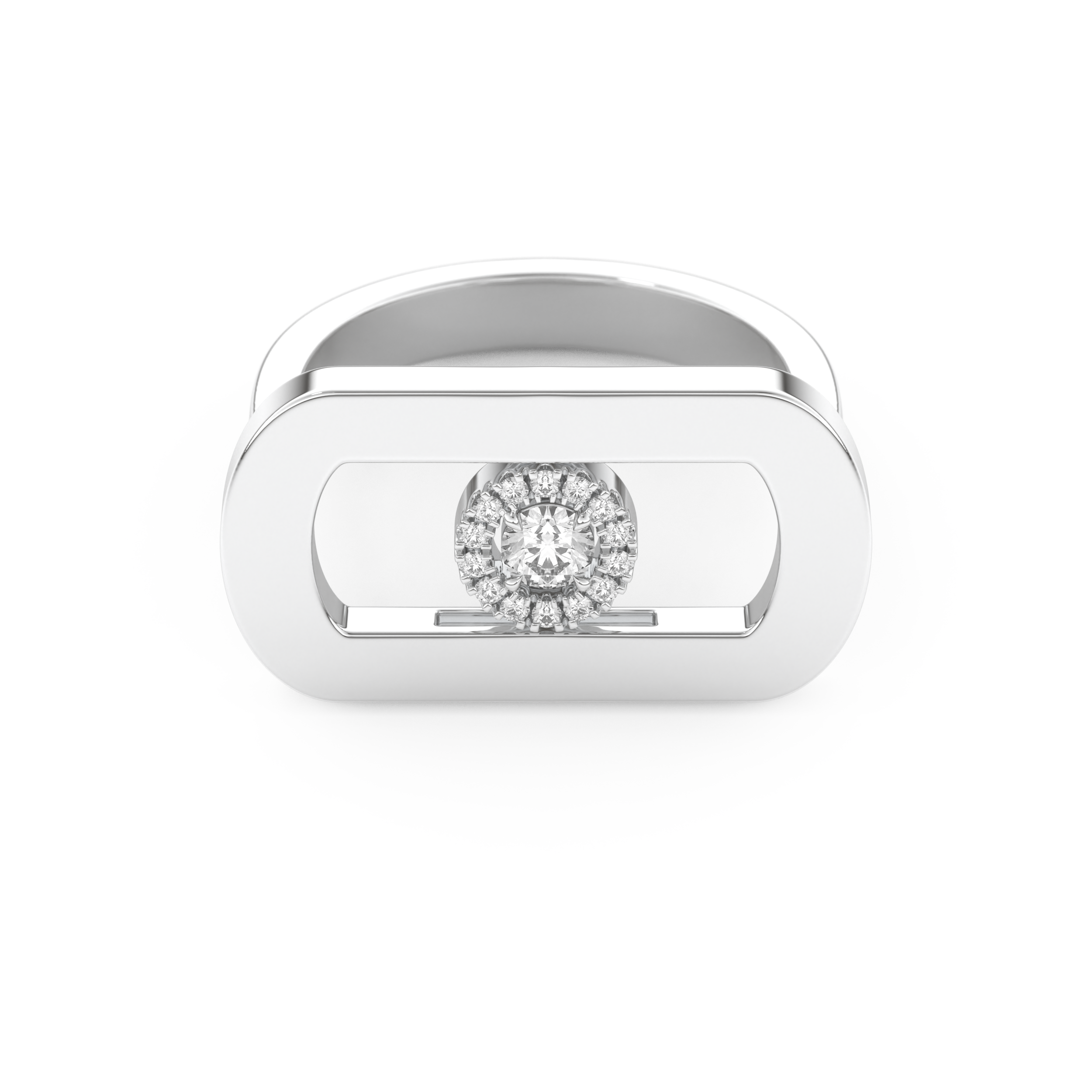 Round Cut Floating Halo 0.11 Carat Moissanite Ring – Halo Setting in Gold