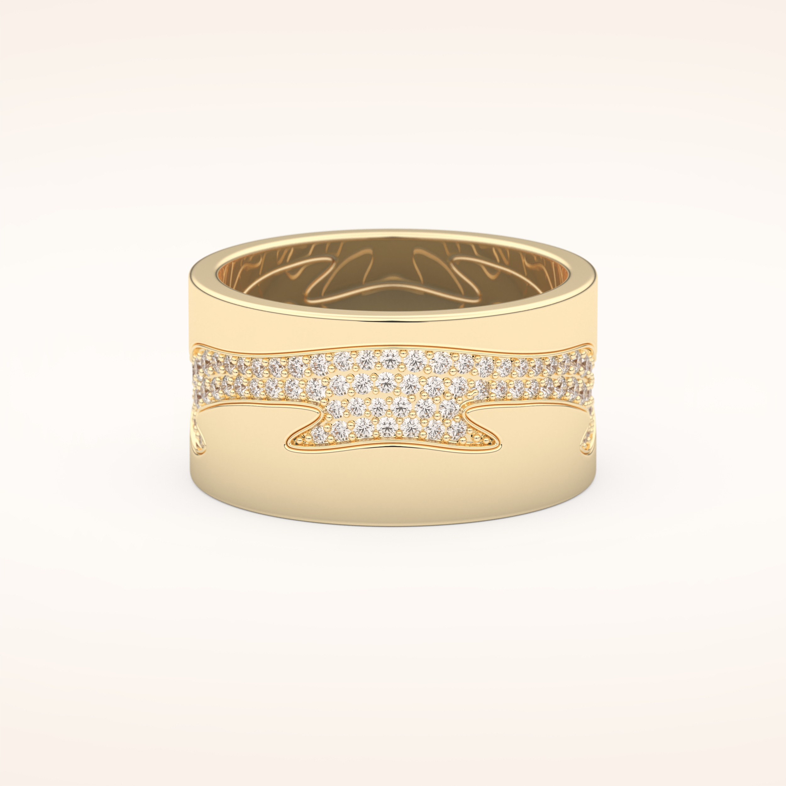 0.55 TCW Round Shaped Moissanite Multi Stone Patterned Wedding Band