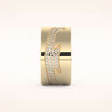 0.55 TCW Round Shaped Moissanite Multi Stone Patterned Wedding Band