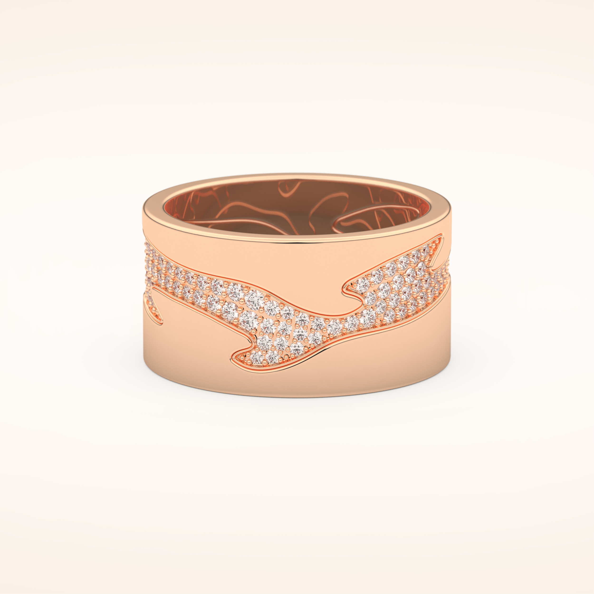 0.55 TCW Round Shaped Moissanite Multi Stone Patterned Wedding Band