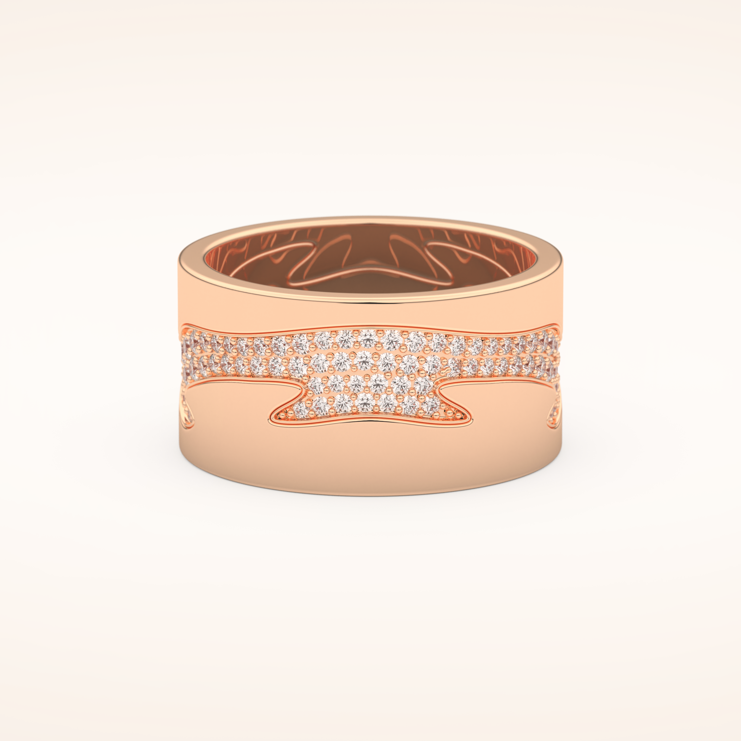 0.55 TCW Round Shaped Moissanite Multi Stone Patterned Wedding Band