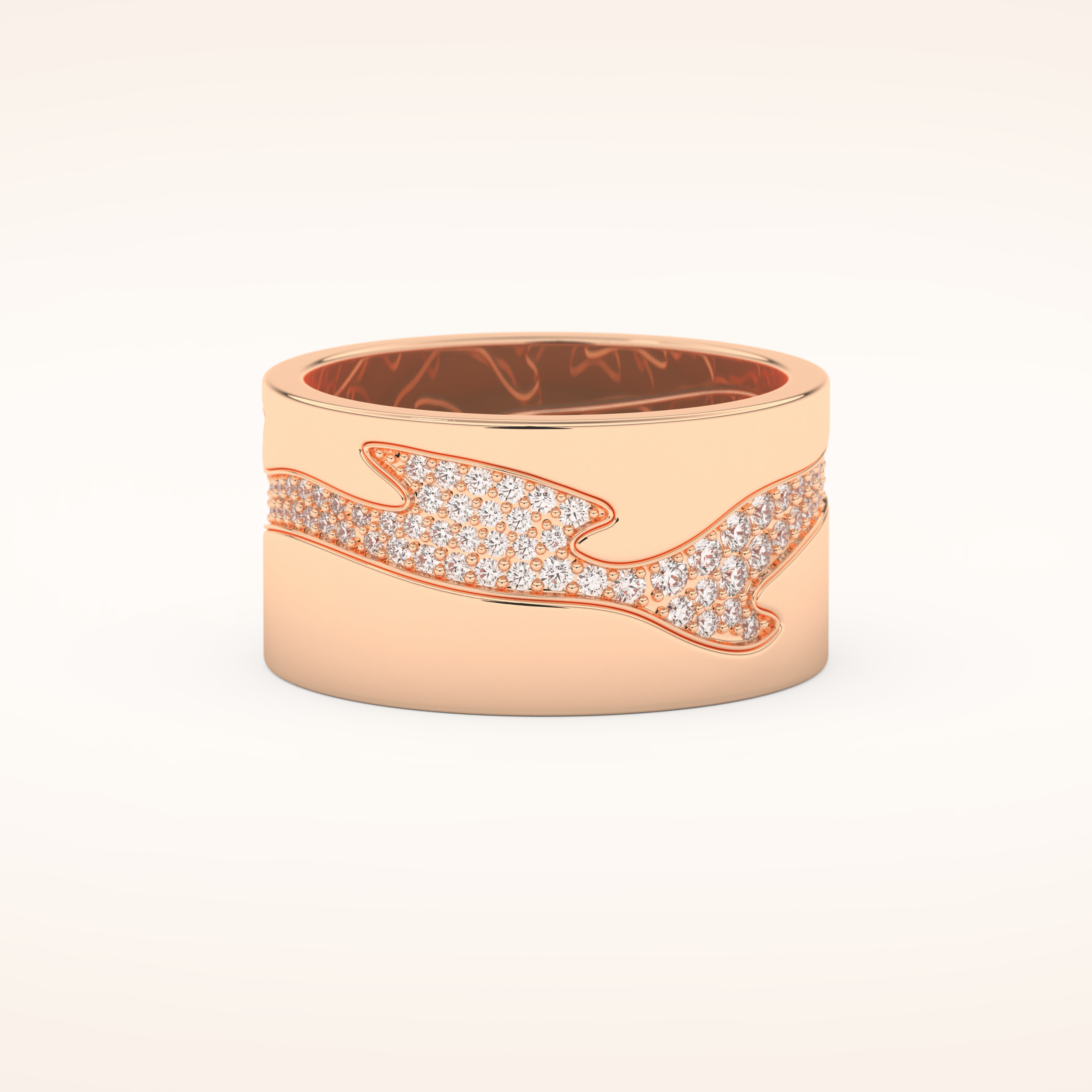 0.55 TCW Round Shaped Moissanite Multi Stone Patterned Wedding Band