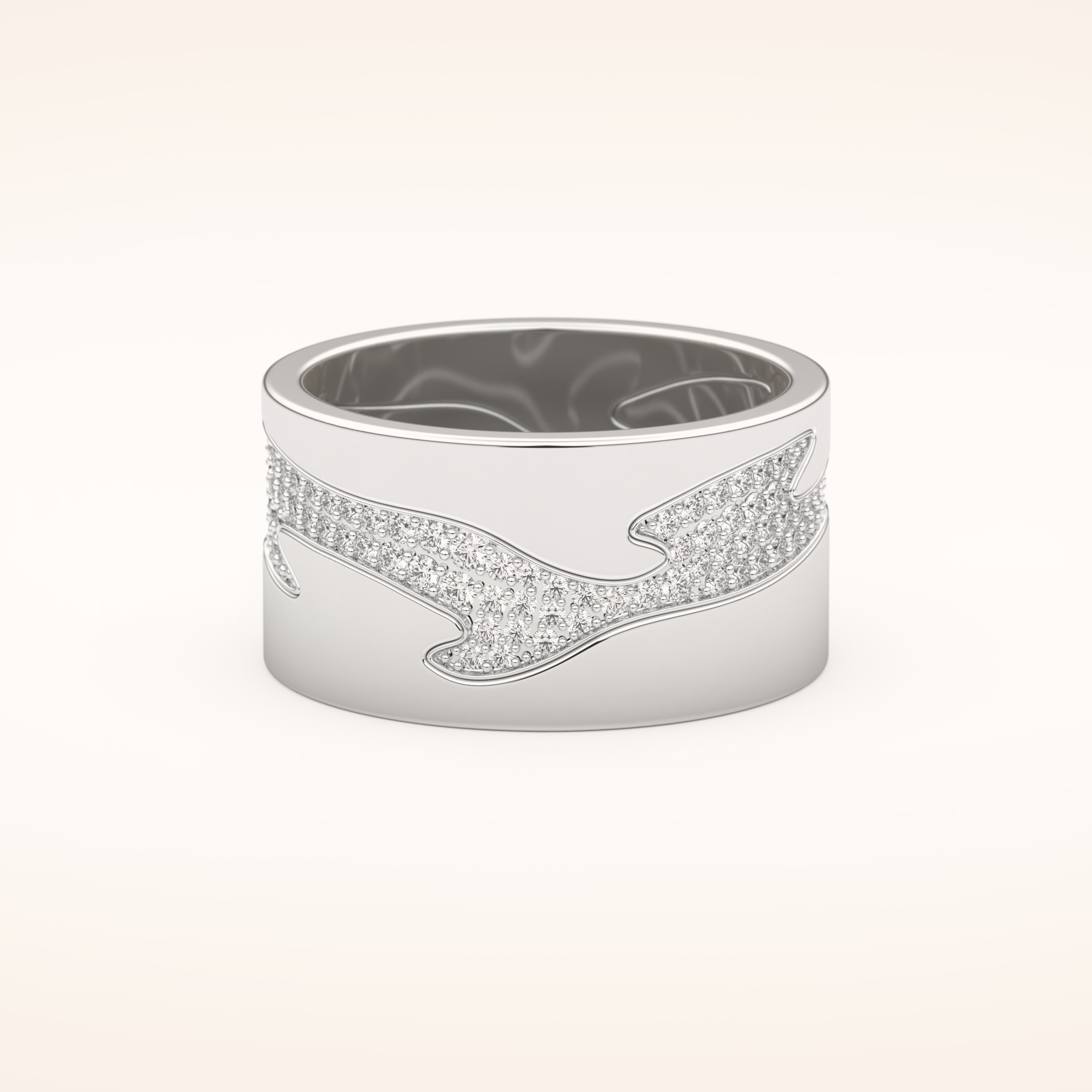 0.55 TCW Round Shaped Moissanite Multi Stone Patterned Wedding Band