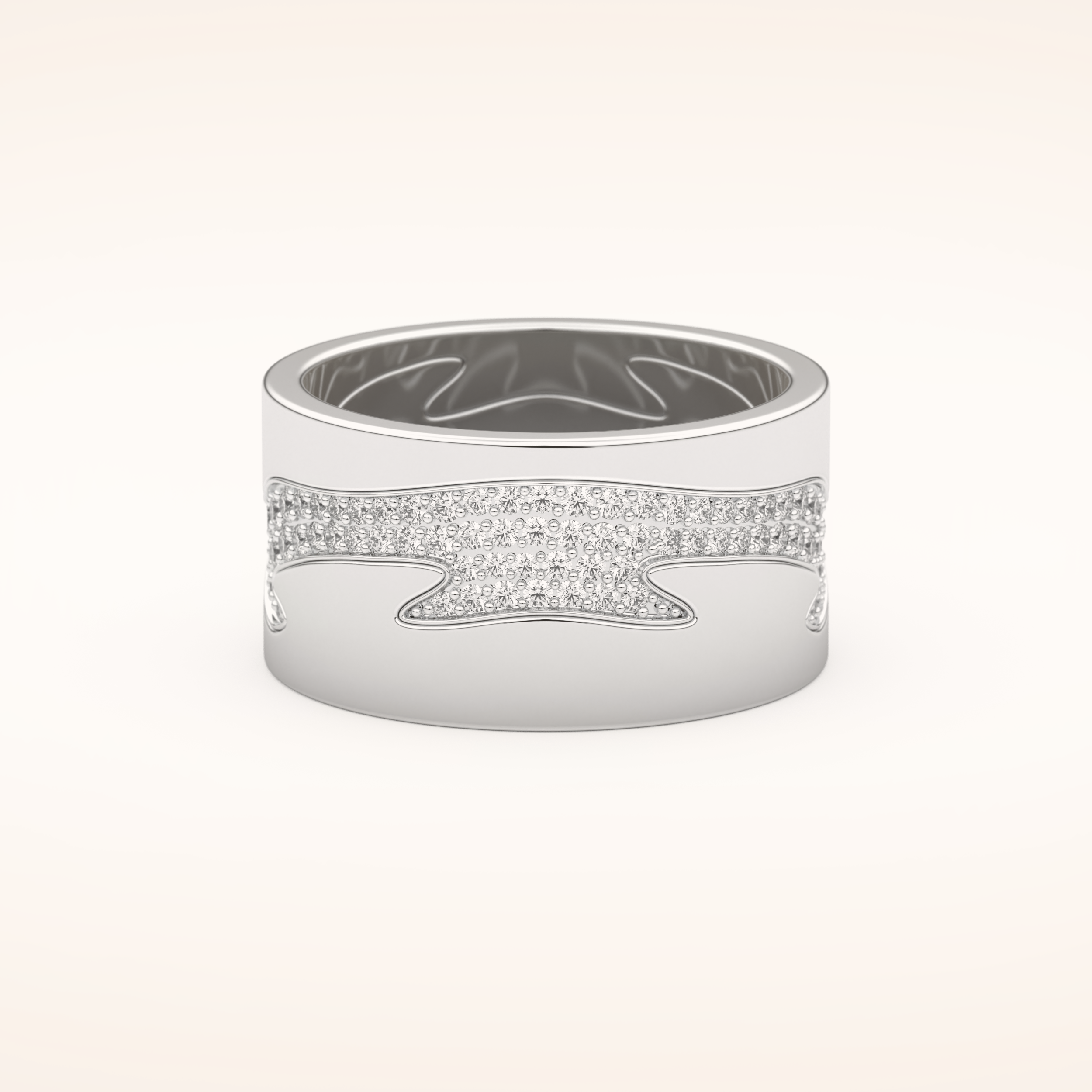 0.55 TCW Round Shaped Moissanite Multi Stone Patterned Wedding Band