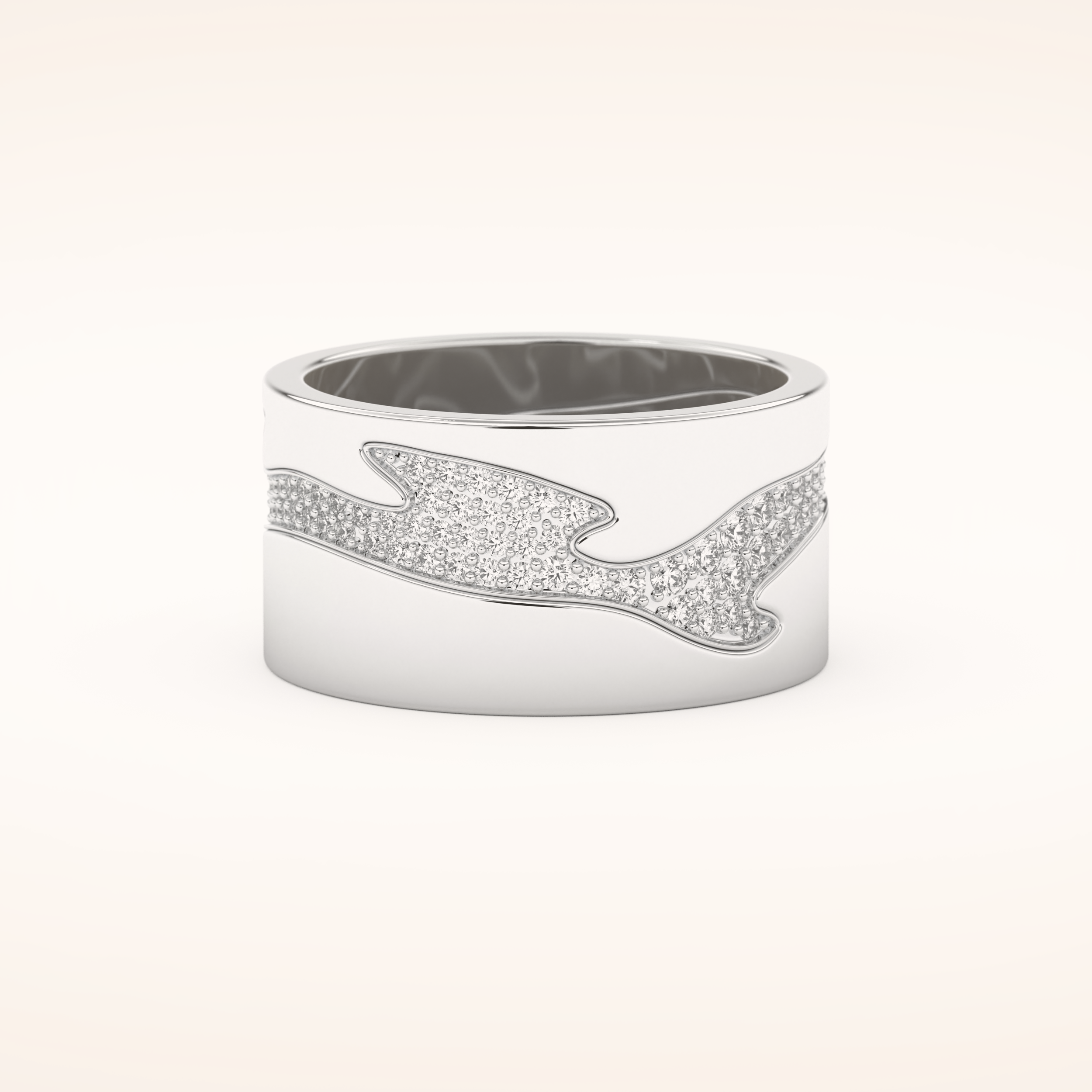 0.55 TCW Round Shaped Moissanite Multi Stone Patterned Wedding Band