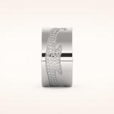 0.55 TCW Round Shaped Moissanite Multi Stone Patterned Wedding Band