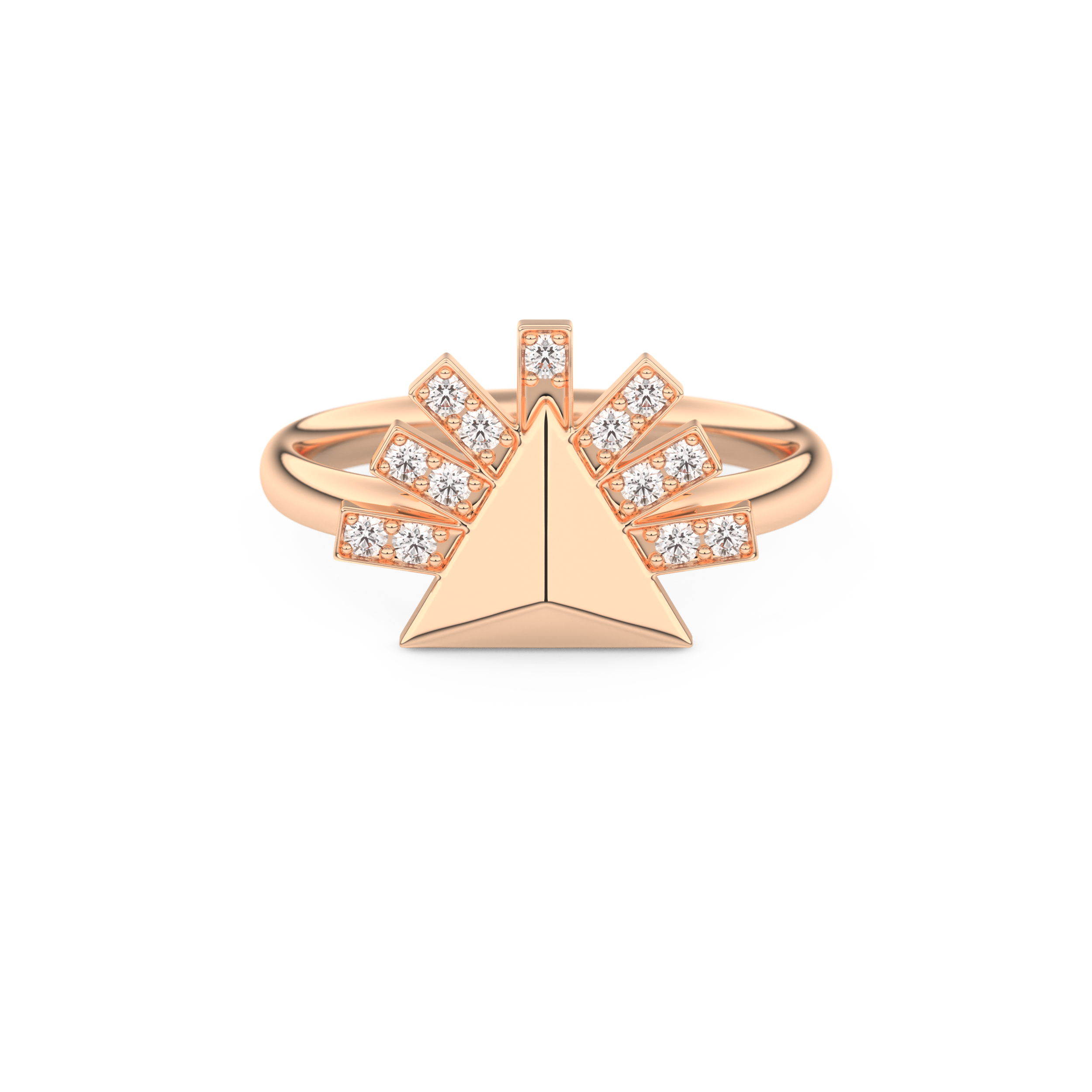 Geometric Pyramid Wedding Band with 0.16 CT Round Cut Moissanite – White, Yellow, or Rose Gold 13