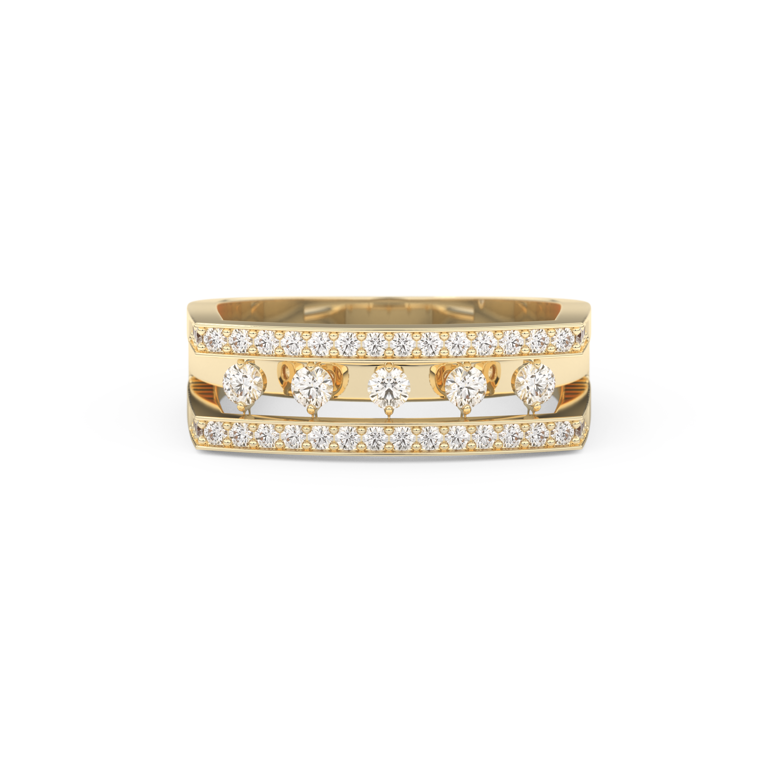 Modern Droplet Wedding Band with 0.41 CT Round Cut Moissanite – Yellow, White, or Rose Gold 1
