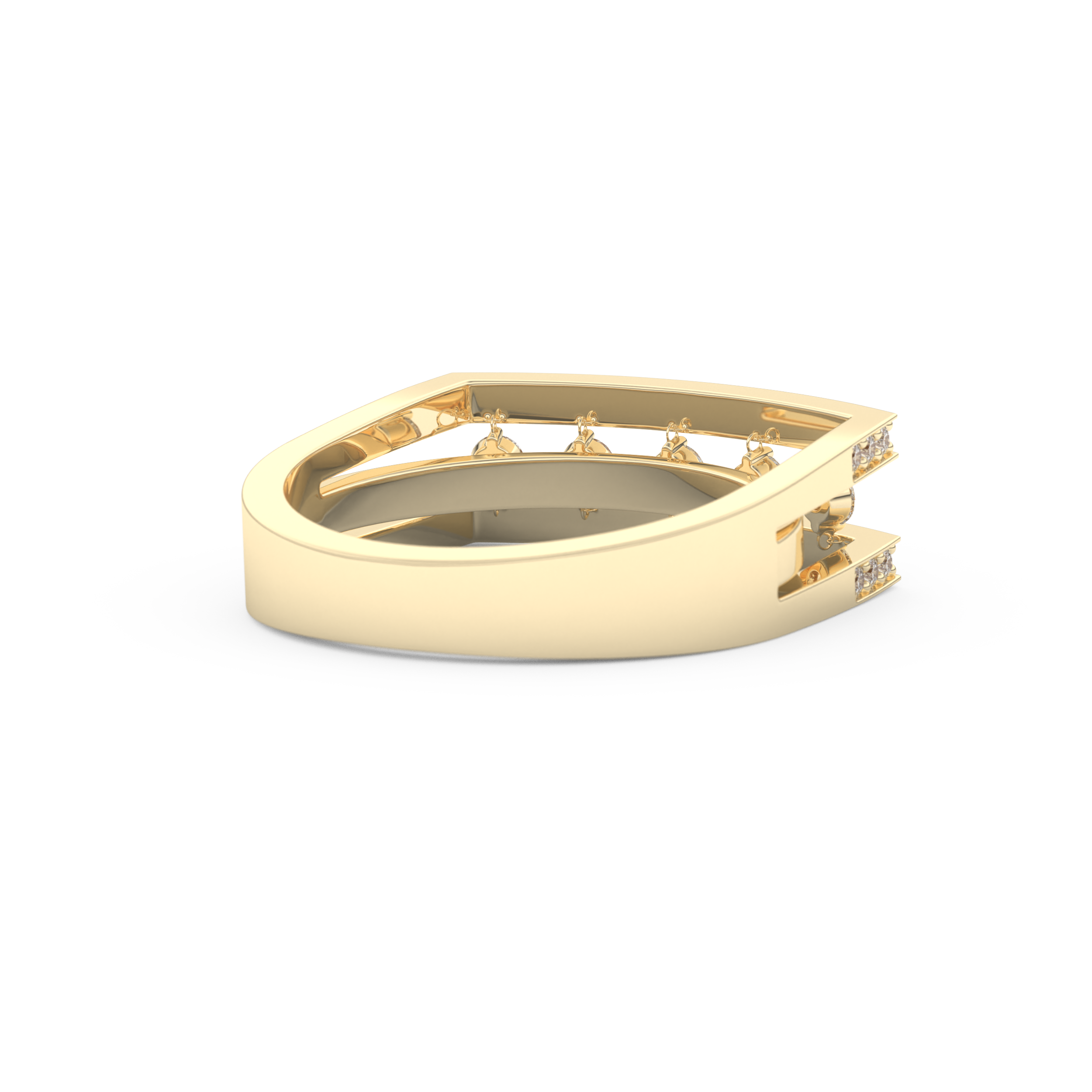 Modern Droplet Wedding Band with 0.41 CT Round Cut Moissanite – Yellow, White, or Rose Gold 6