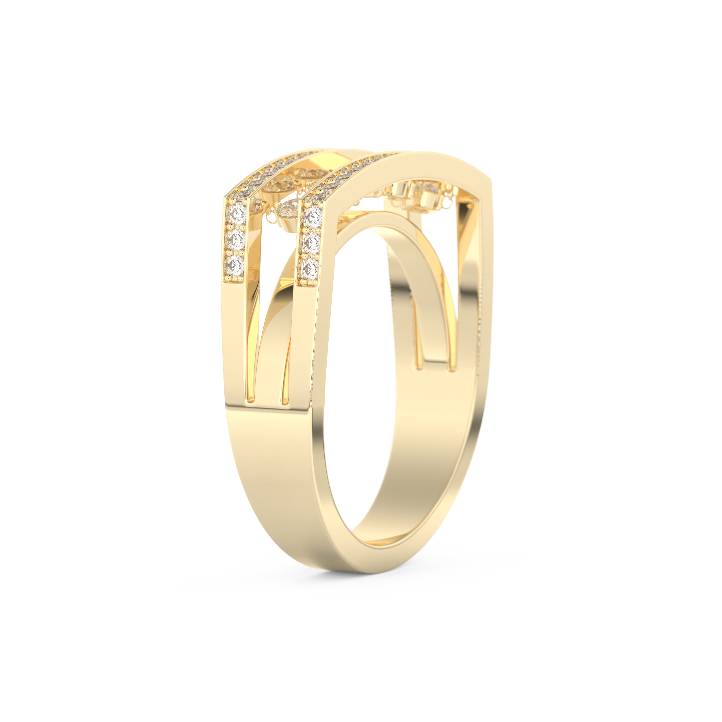 Modern Droplet Wedding Band with 0.41 CT Round Cut Moissanite – Yellow, White, or Rose Gold 3