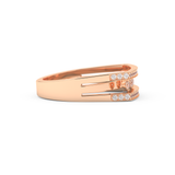 Modern Droplet Wedding Band with 0.41 CT Round Cut Moissanite – Yellow, White, or Rose Gold 14