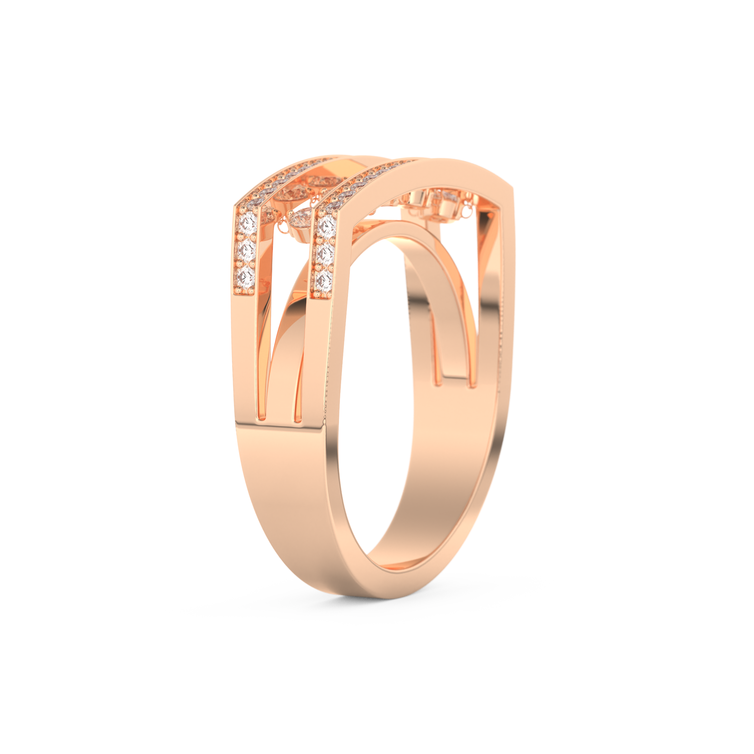 Modern Droplet Wedding Band with 0.41 CT Round Cut Moissanite – Yellow, White, or Rose Gold 16