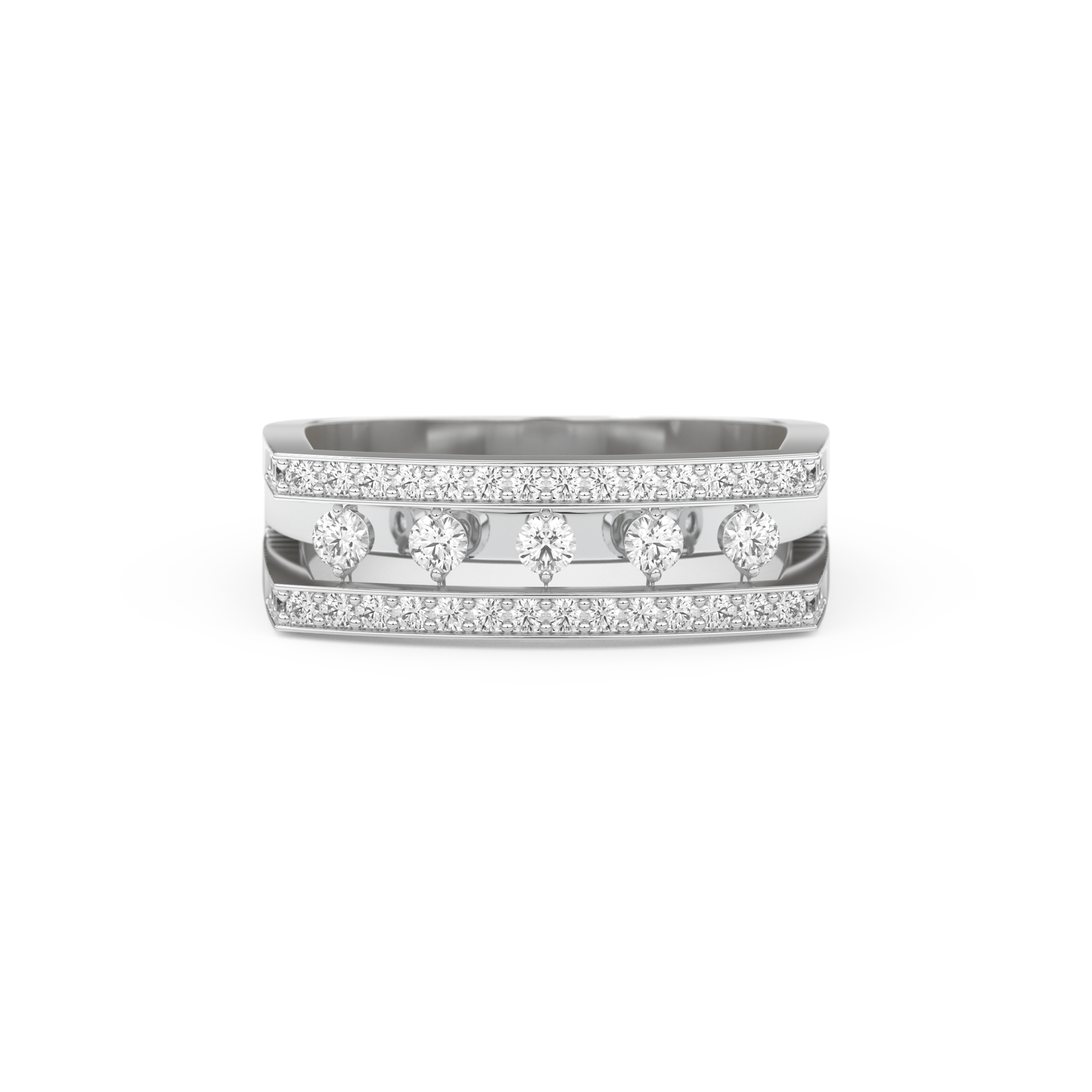 Modern Droplet Wedding Band with 0.41 CT Round Cut Moissanite – Yellow, White, or Rose Gold 7