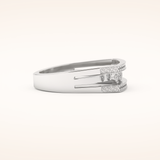 0.41 TCW Round Shaped Moissanite Multi Stone Split Shank Wedding Band