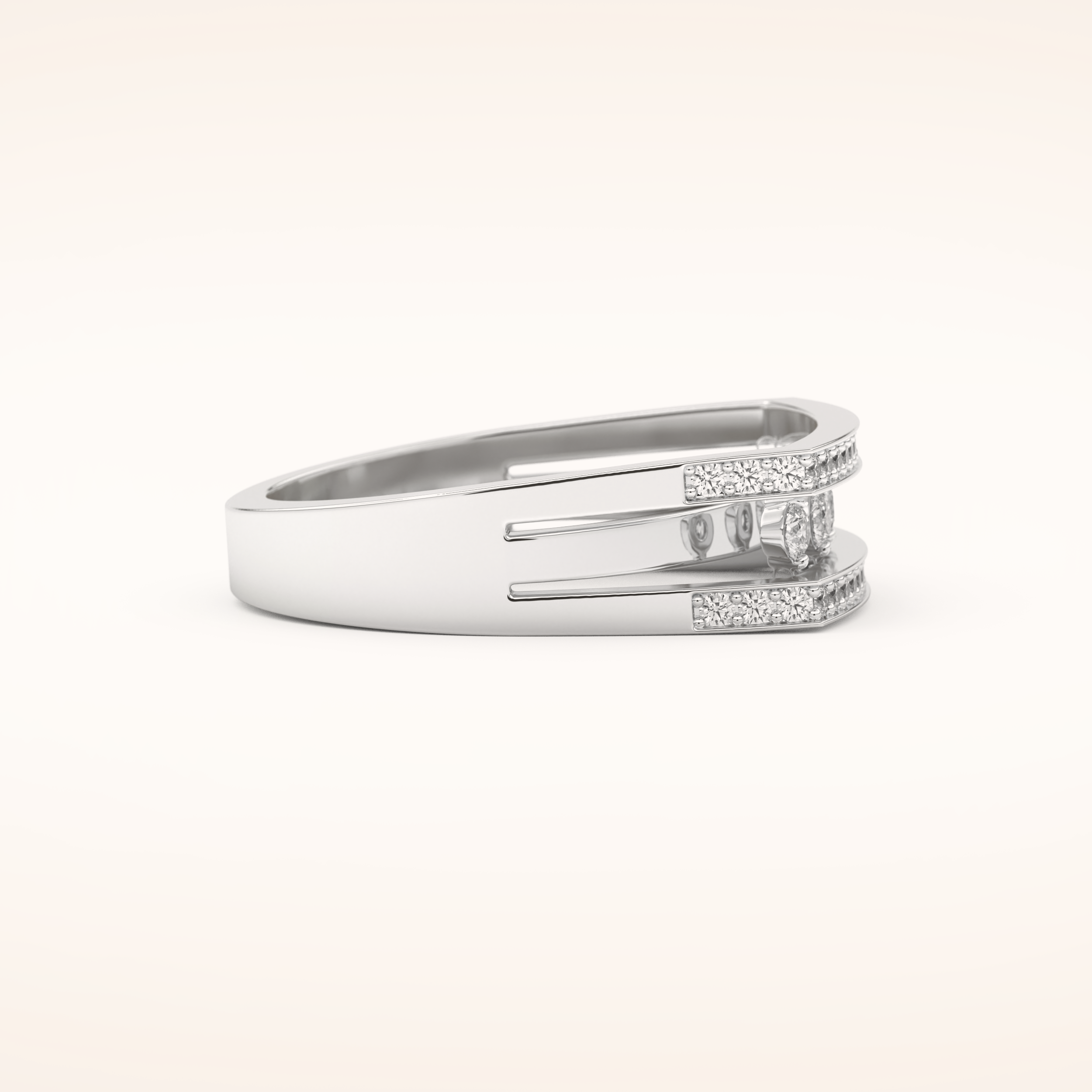 0.41 TCW Round Shaped Moissanite Multi Stone Split Shank Wedding Band