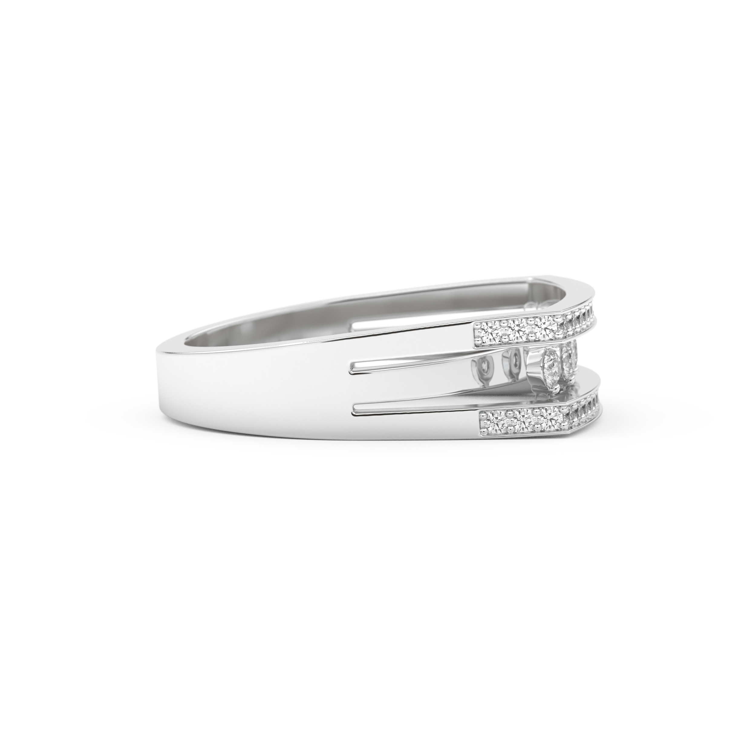 Modern Droplet Wedding Band with 0.41 CT Round Cut Moissanite – Yellow, White, or Rose Gold 8
