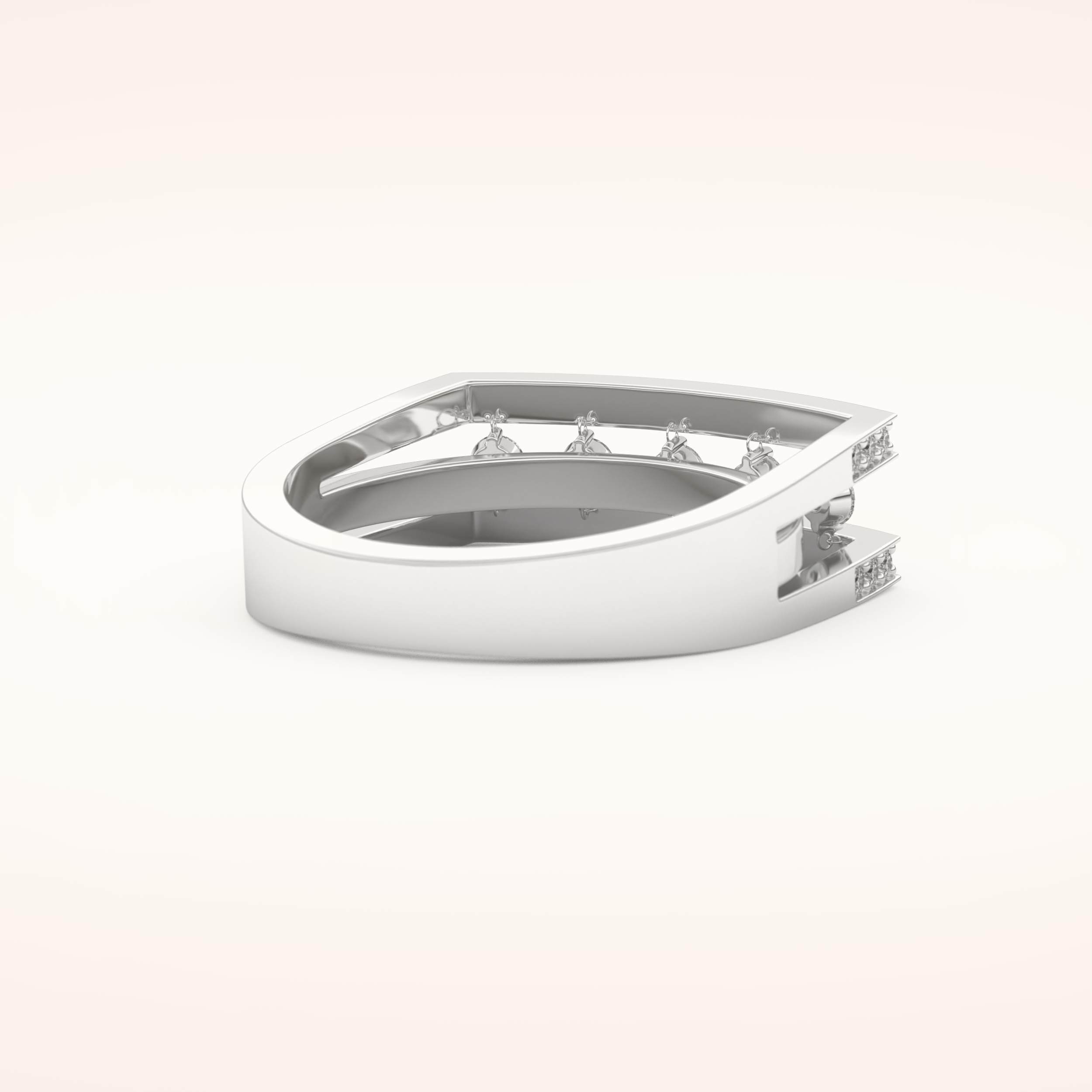 0.41 TCW Round Shaped Moissanite Multi Stone Split Shank Wedding Band
