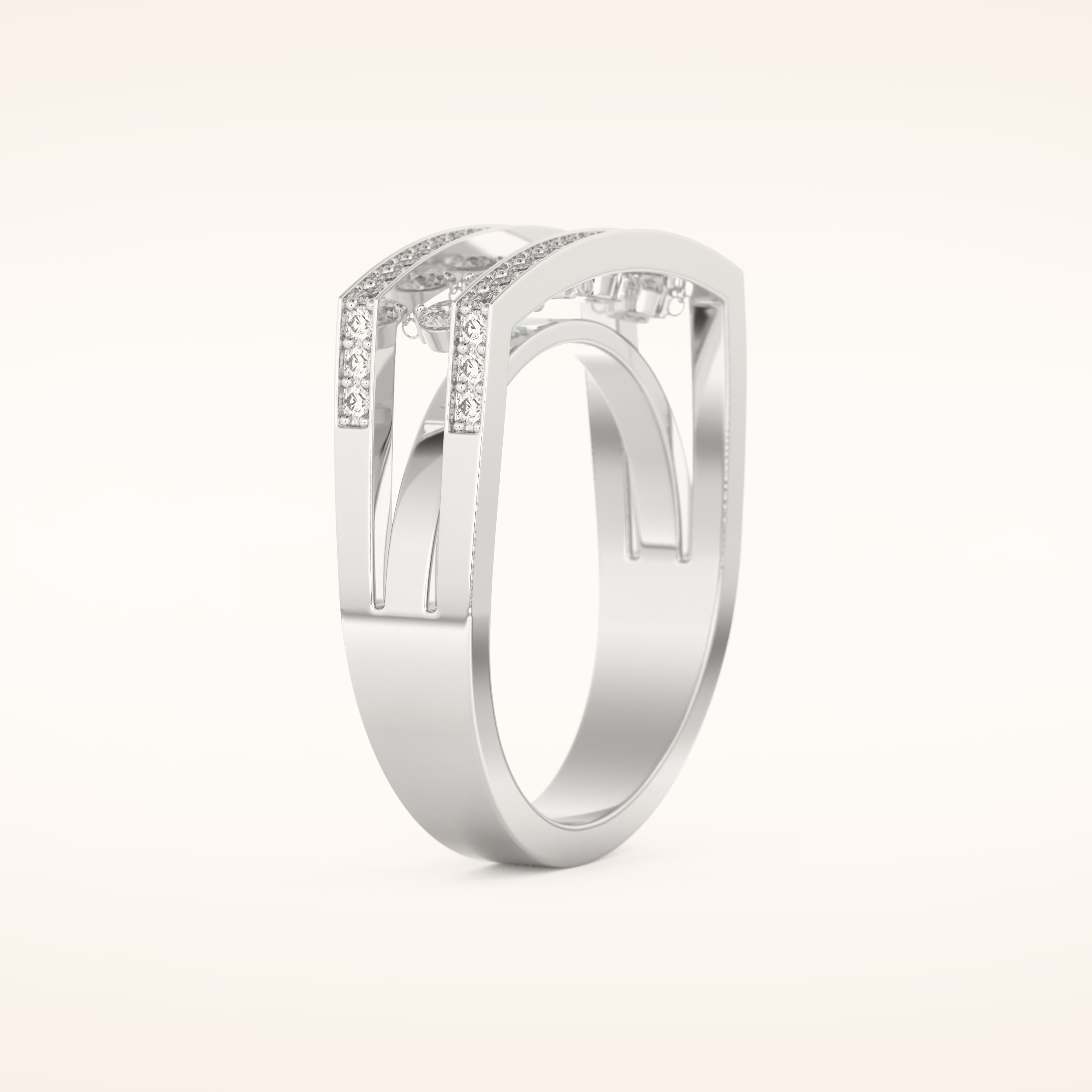 0.41 TCW Round Shaped Moissanite Multi Stone Split Shank Wedding Band