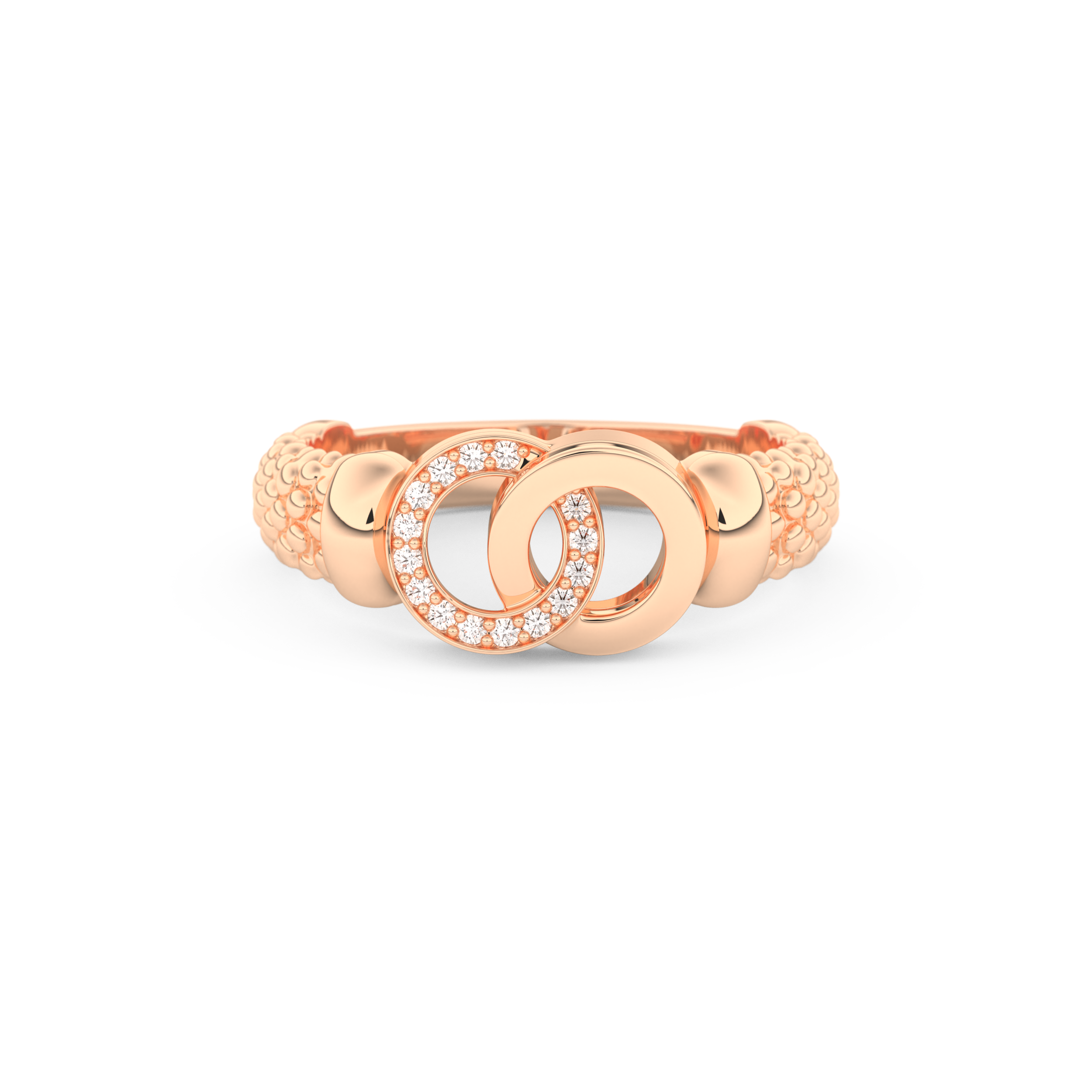 Interlocking Circle Wedding Band with 0.06 CT Round Cut Moissanite – Yellow, White, or Rose Gold 13