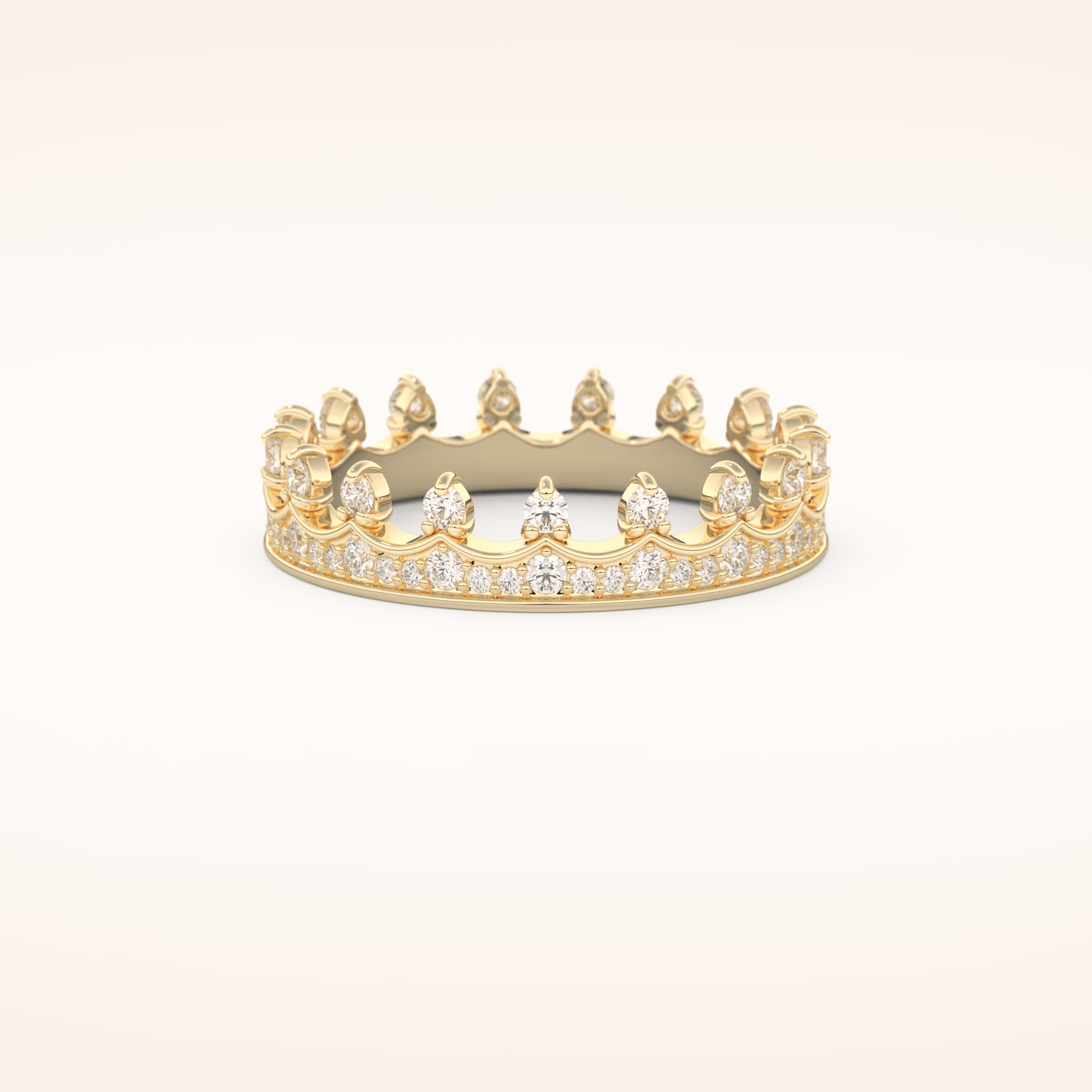 0.48 TCW Round Shaped Moissanite Crown Wedding Band