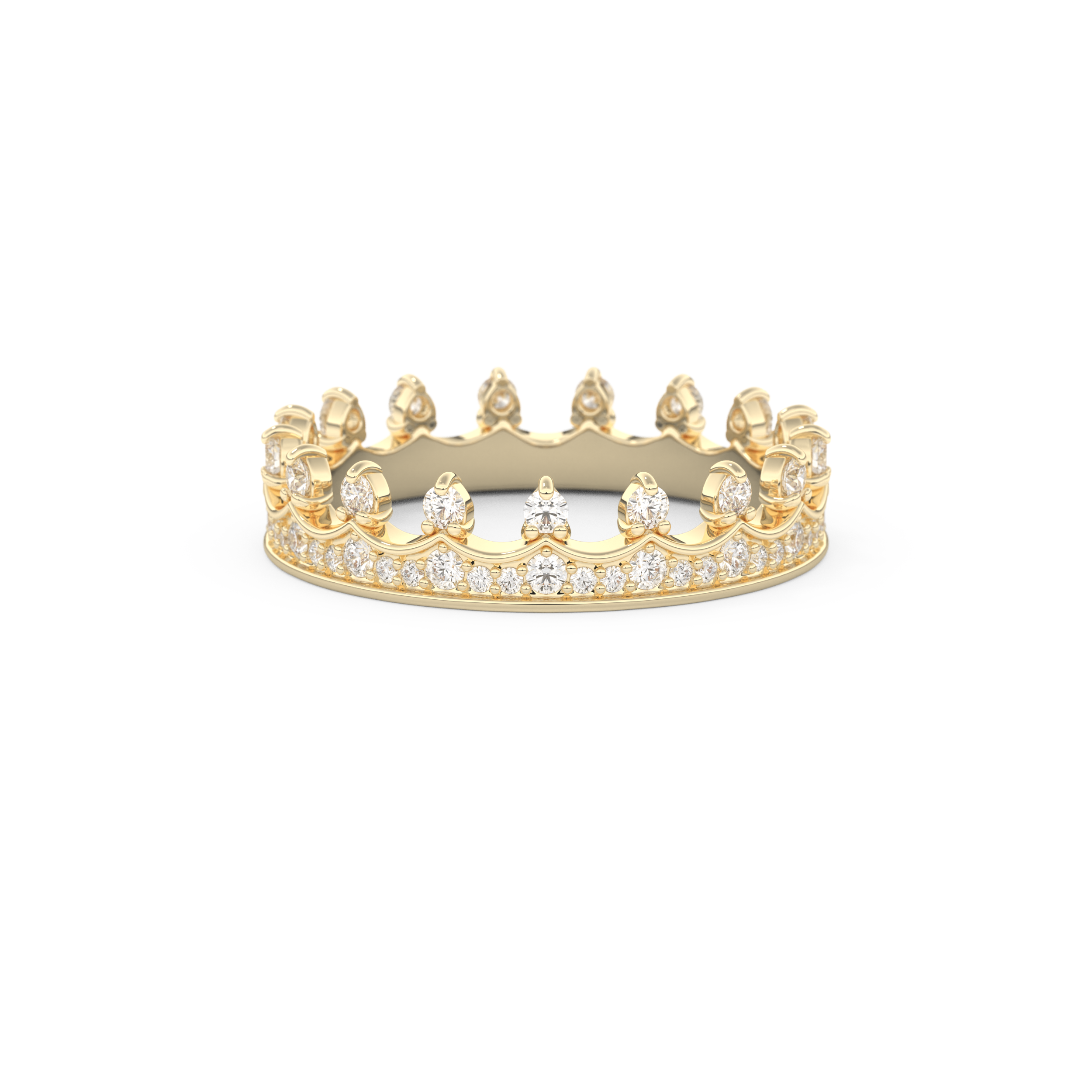 Regal Crown Full Eternity Wedding Band with 0.48 CT Round Cut Moissanite – Yellow, White, or Rose Gold 1