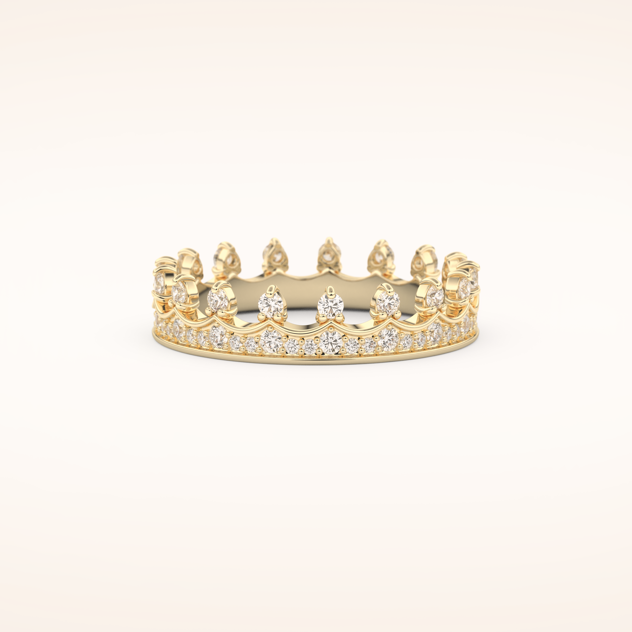 0.48 TCW Round Shaped Moissanite Crown Wedding Band