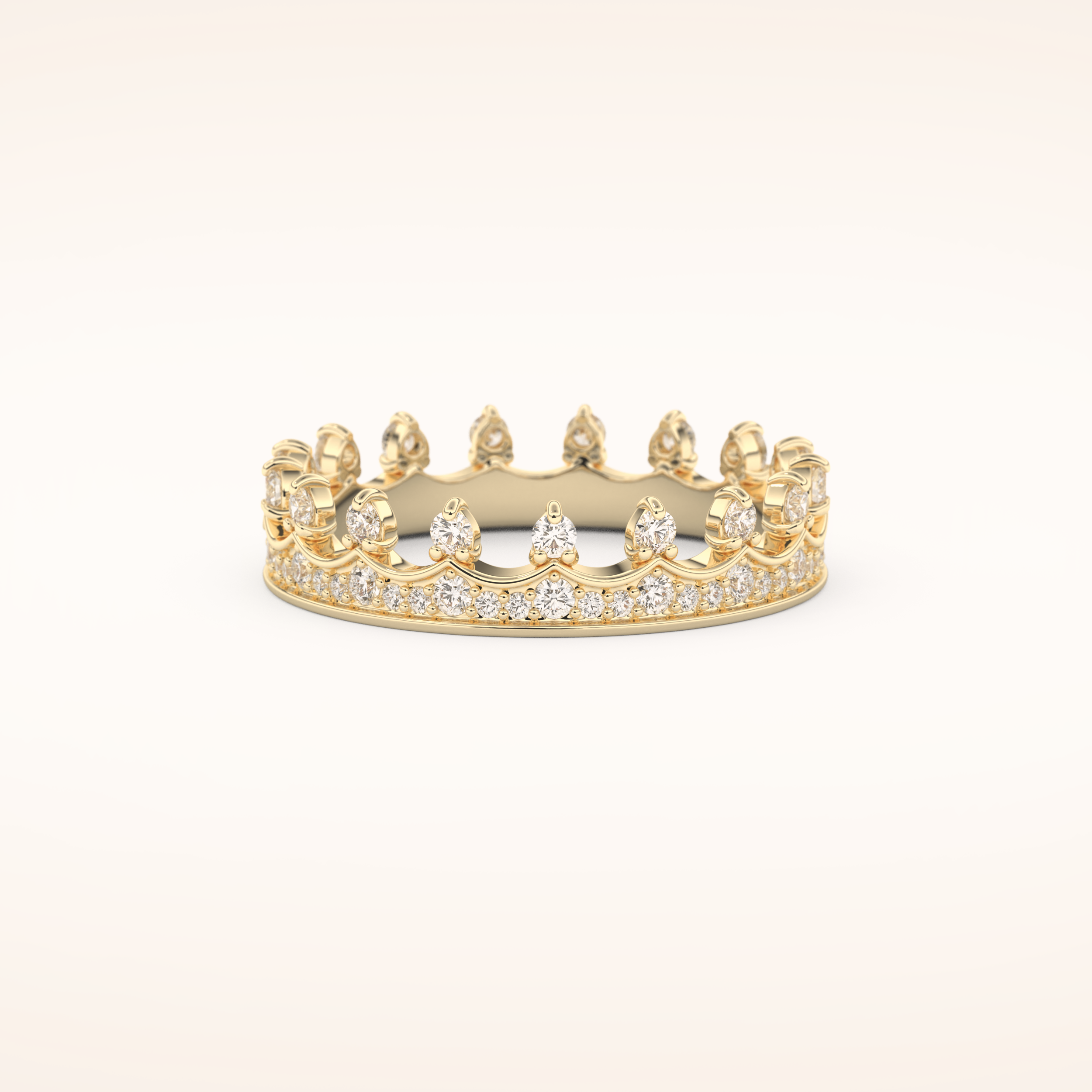 0.48 TCW Round Shaped Moissanite Crown Wedding Band
